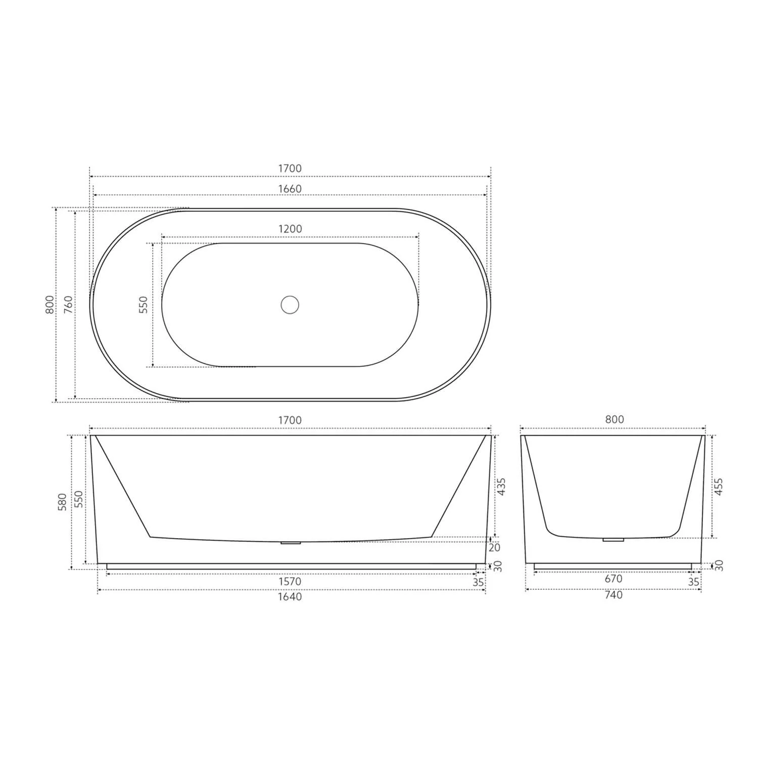 Ally Oval Fluted Groove Freestanding Bathtub - Image 5