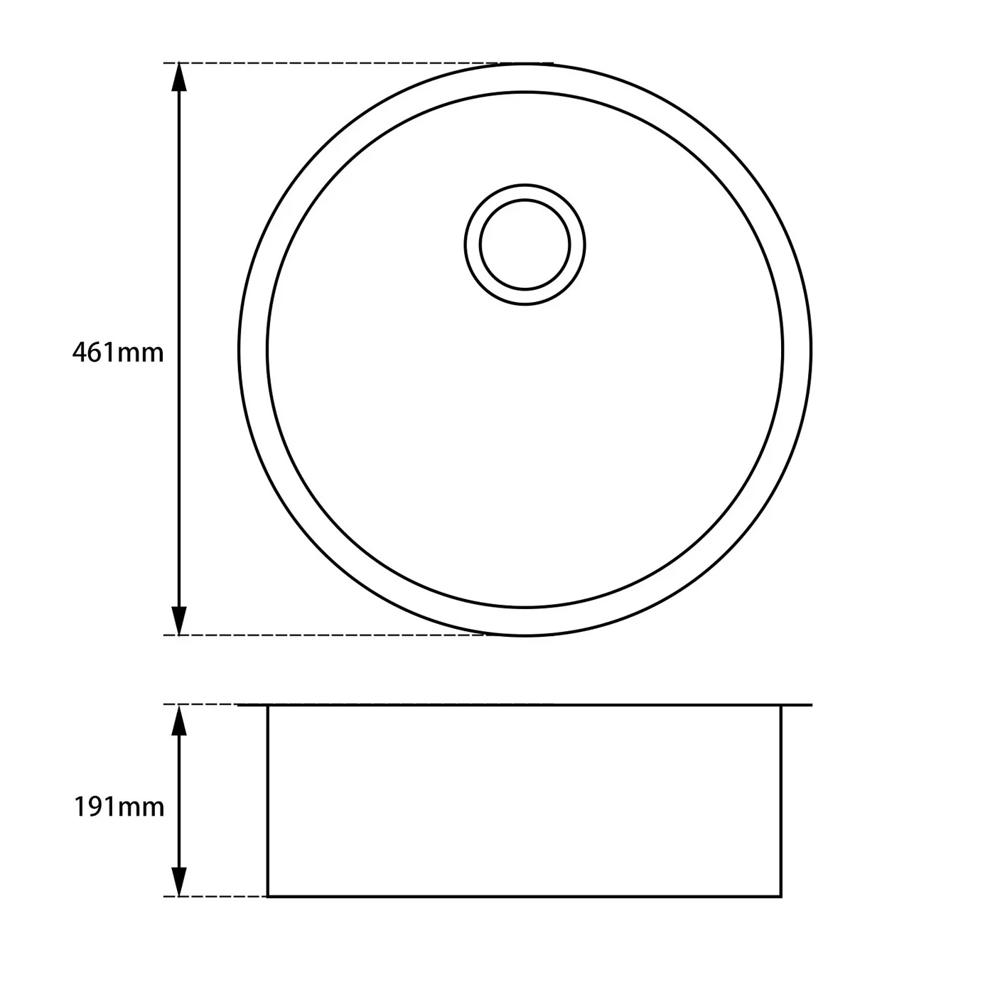 Arete Circle Granite Quartz Sink 460mm - Image 3