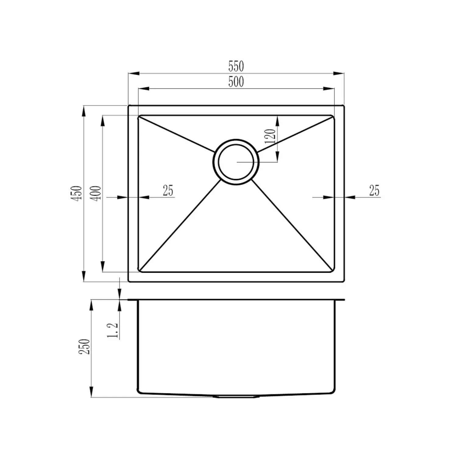 Atlas Single Bowl Stainless Steel Sink 250mm Deep - Image 6