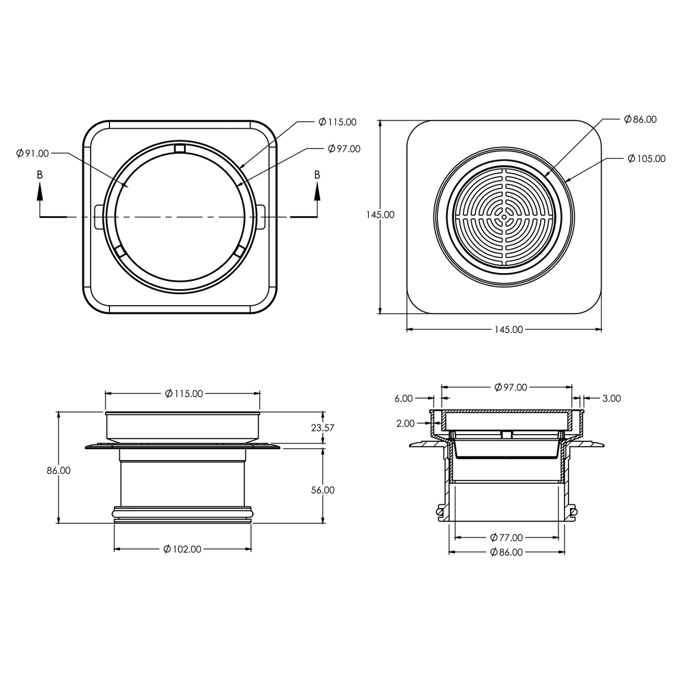 Bermuda Round Flipper Tile Insert Floor Waste 115mm - Image 5