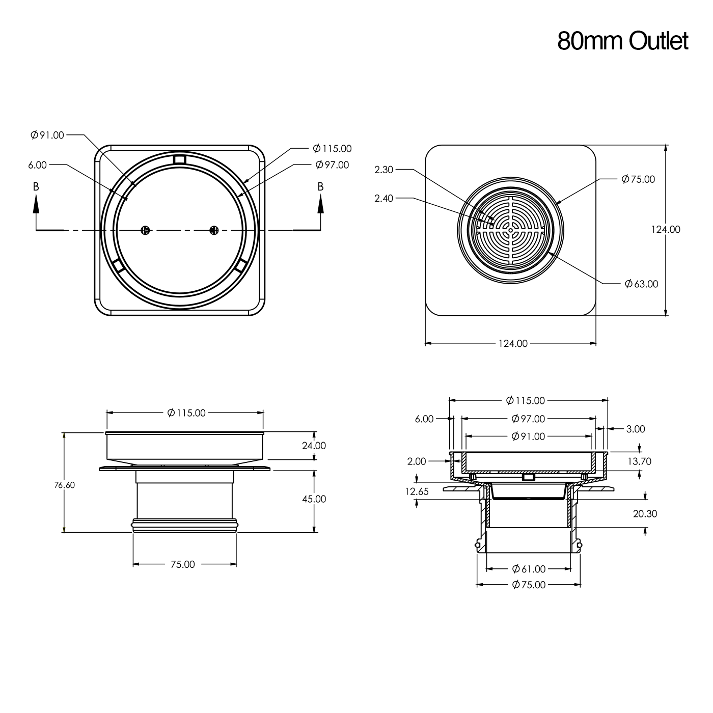 Bermuda Round Tile Insert Floor Waste 115mm - Image 6