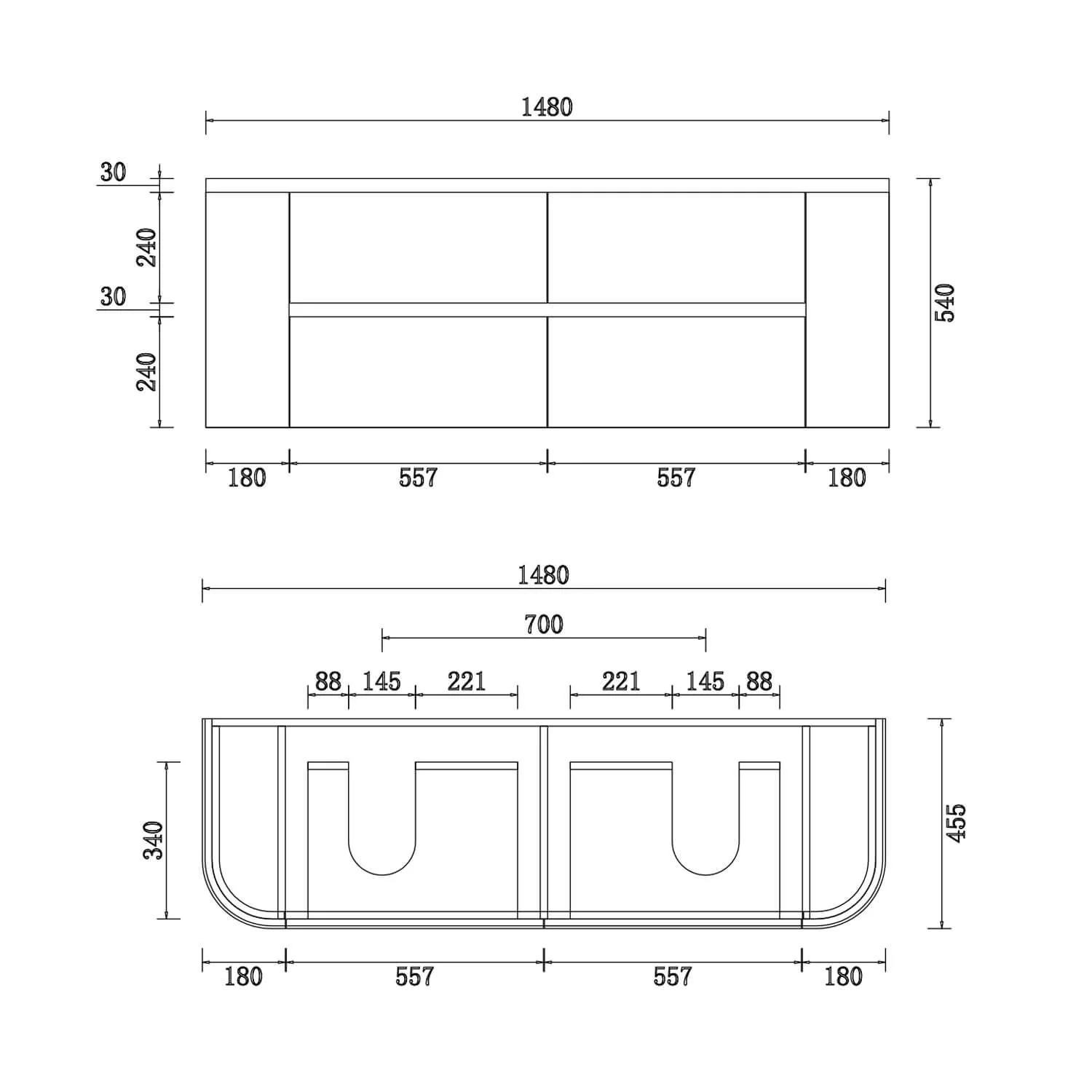 Bristol Curved Fluted Wall Hung Vanity - Image 15