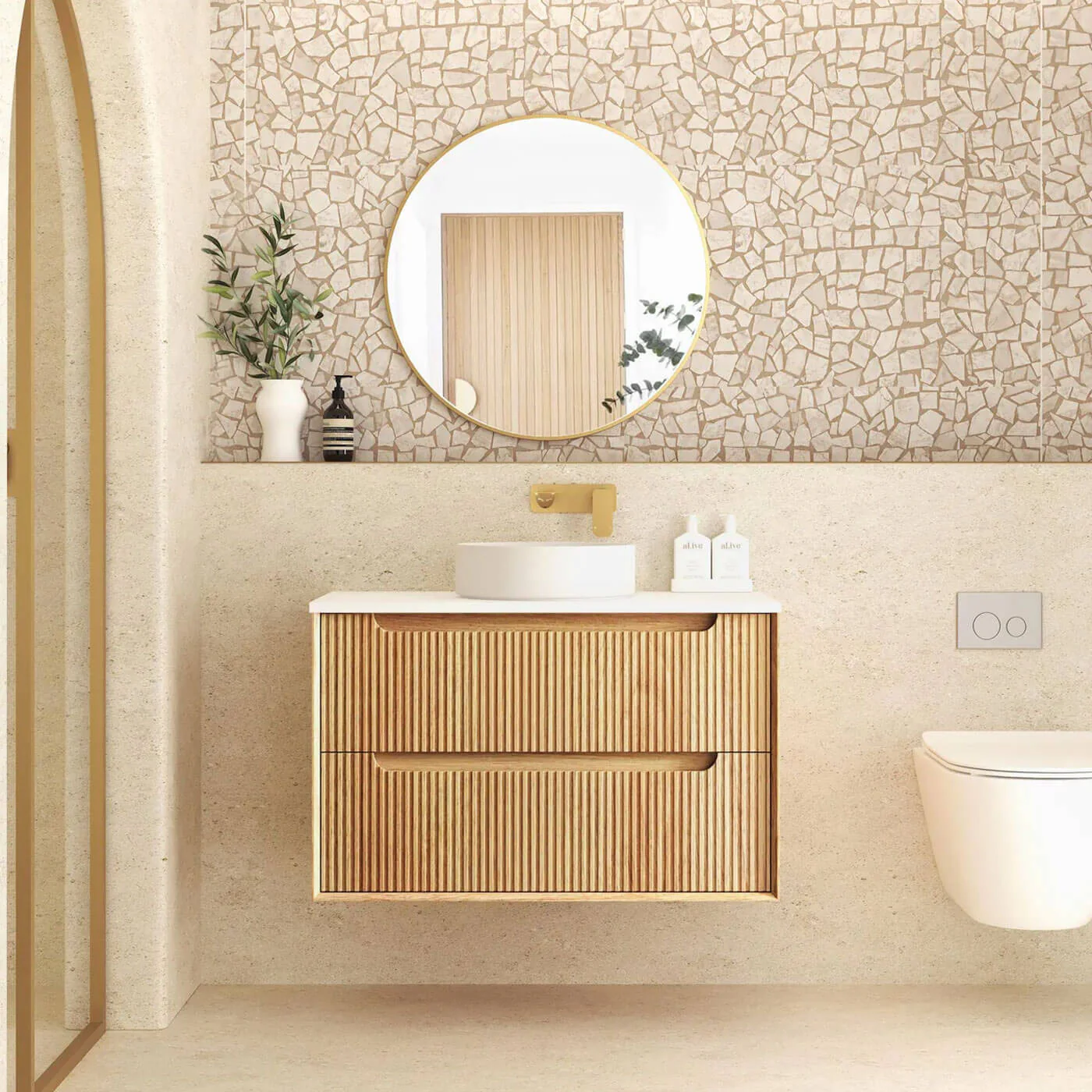 Byron Fluted Oak Wall Hung Vanity - Image 4