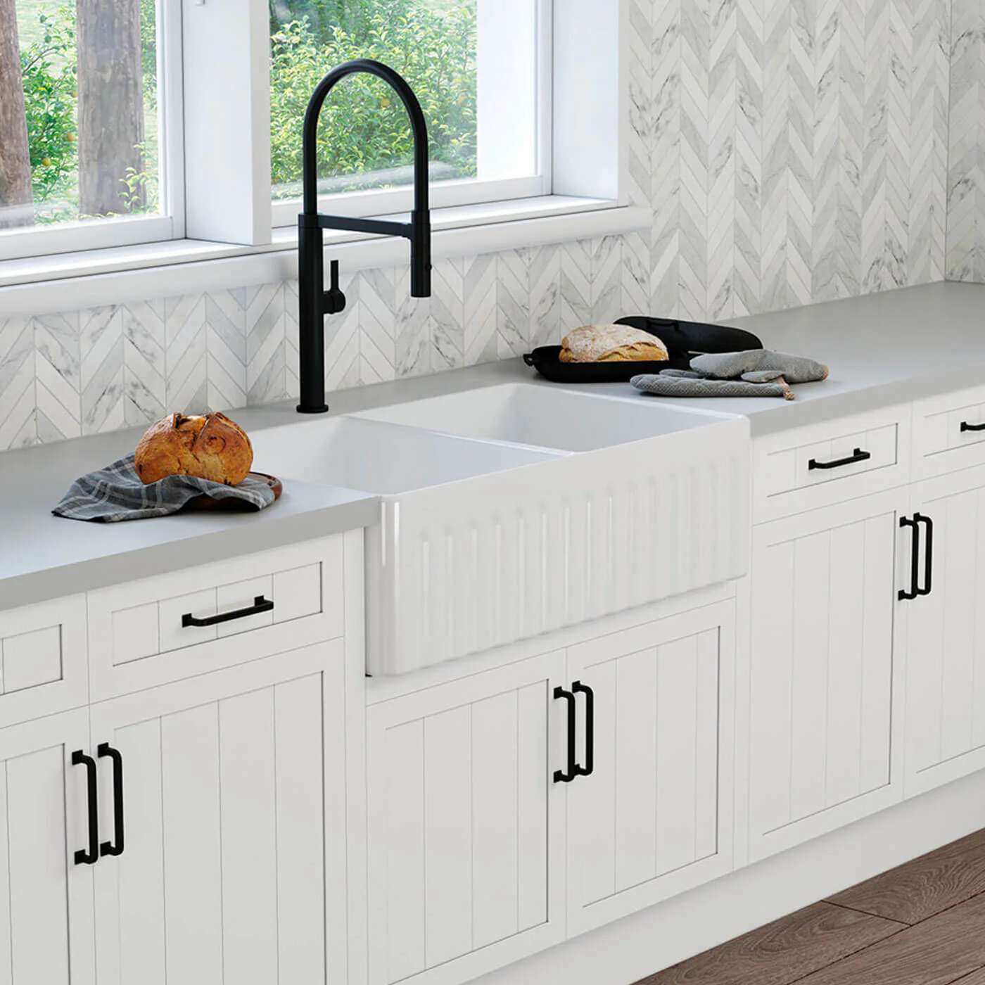 Charlton Double Butler Farmhouse Sink 835x505x255mm - Image 3