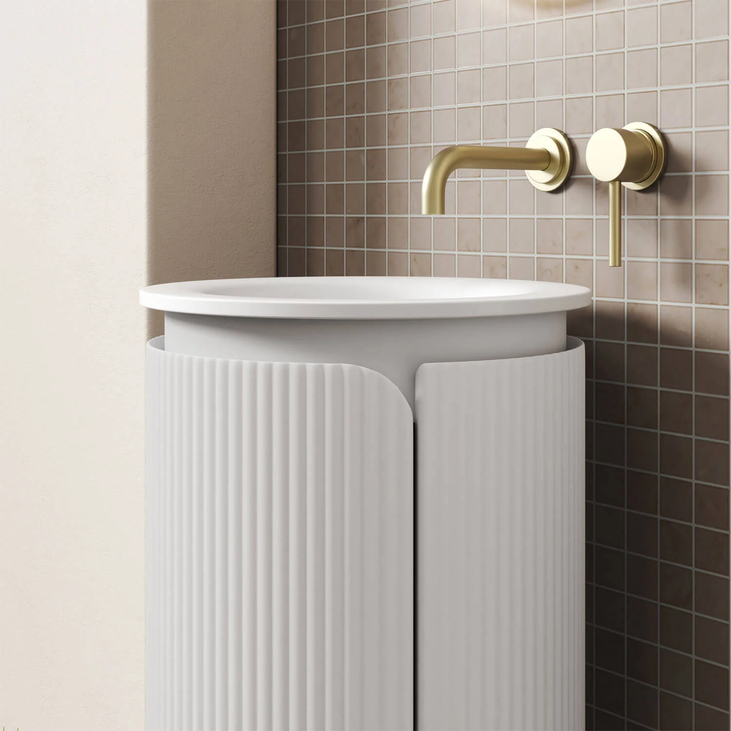 Civaro Round Fluted Compact Vanity 410mm - Image 2