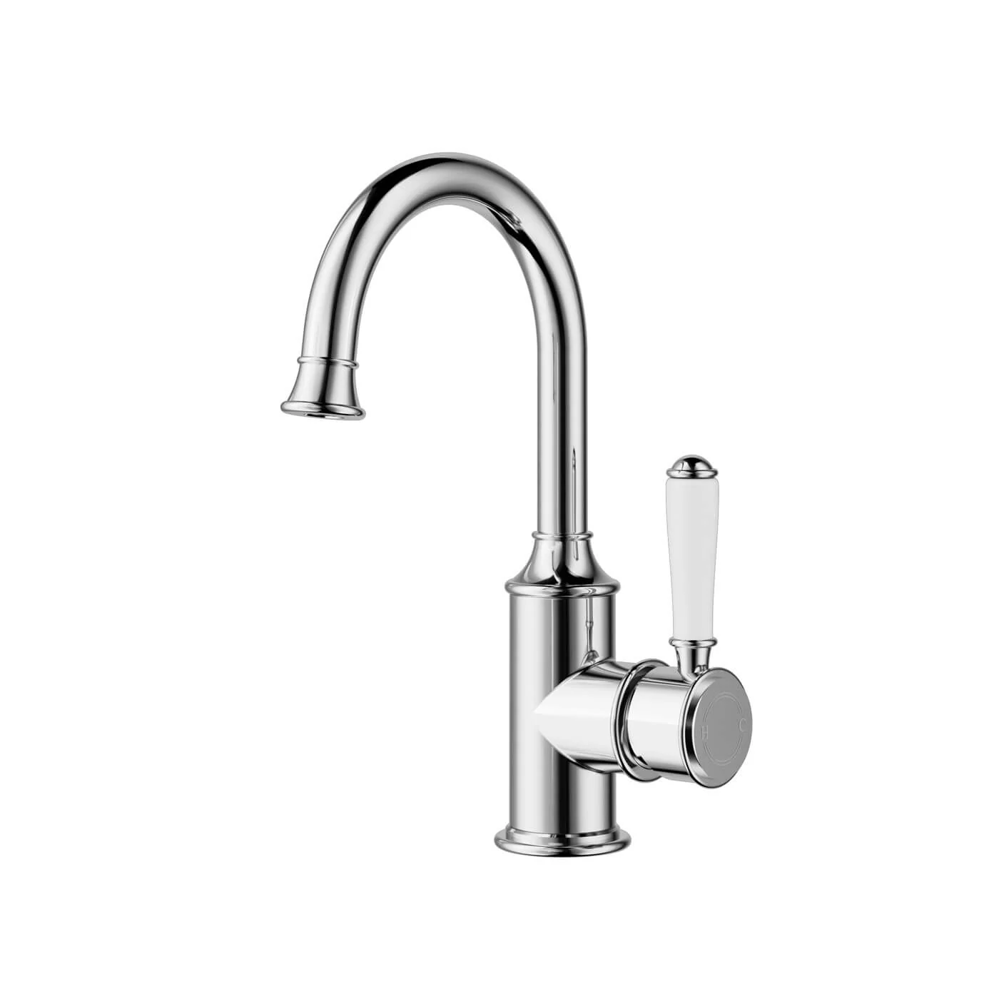 Clasico Gooseneck Ceramic Handle Basin Mixer - Image 4