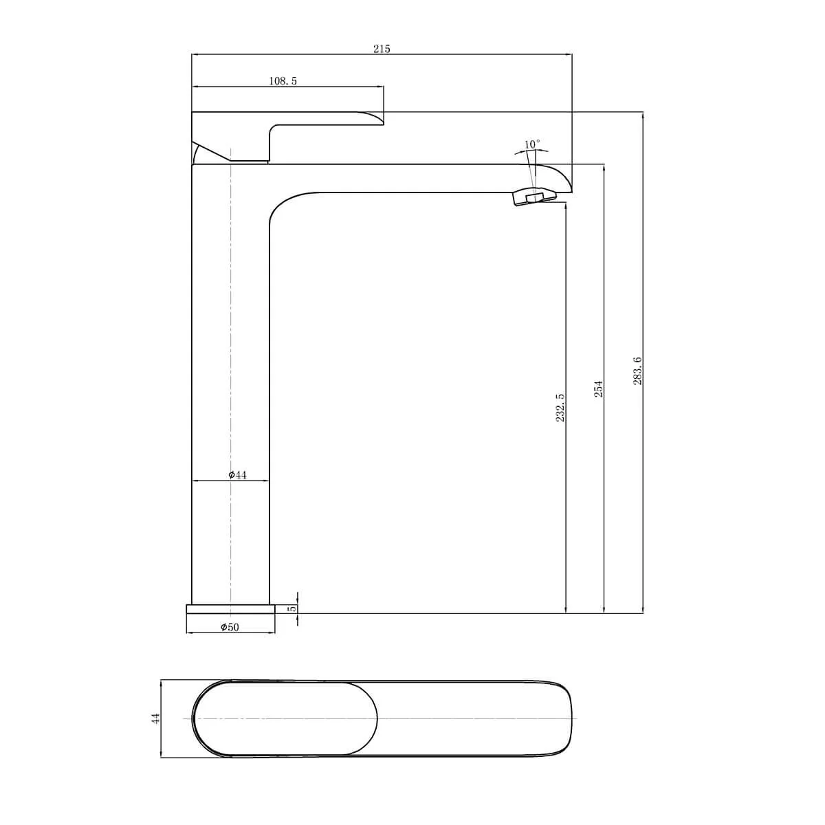 Cleo Curved Handle Tall Basin Mixer - Image 4