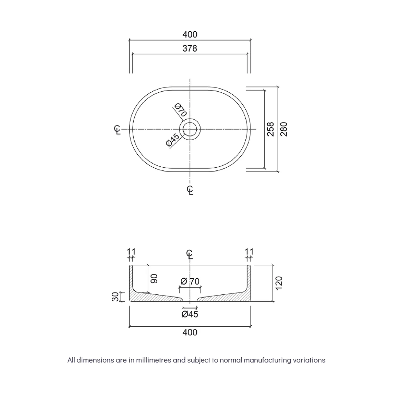 Concrete Pod Above Counter Basin 400x280mm - Image 7
