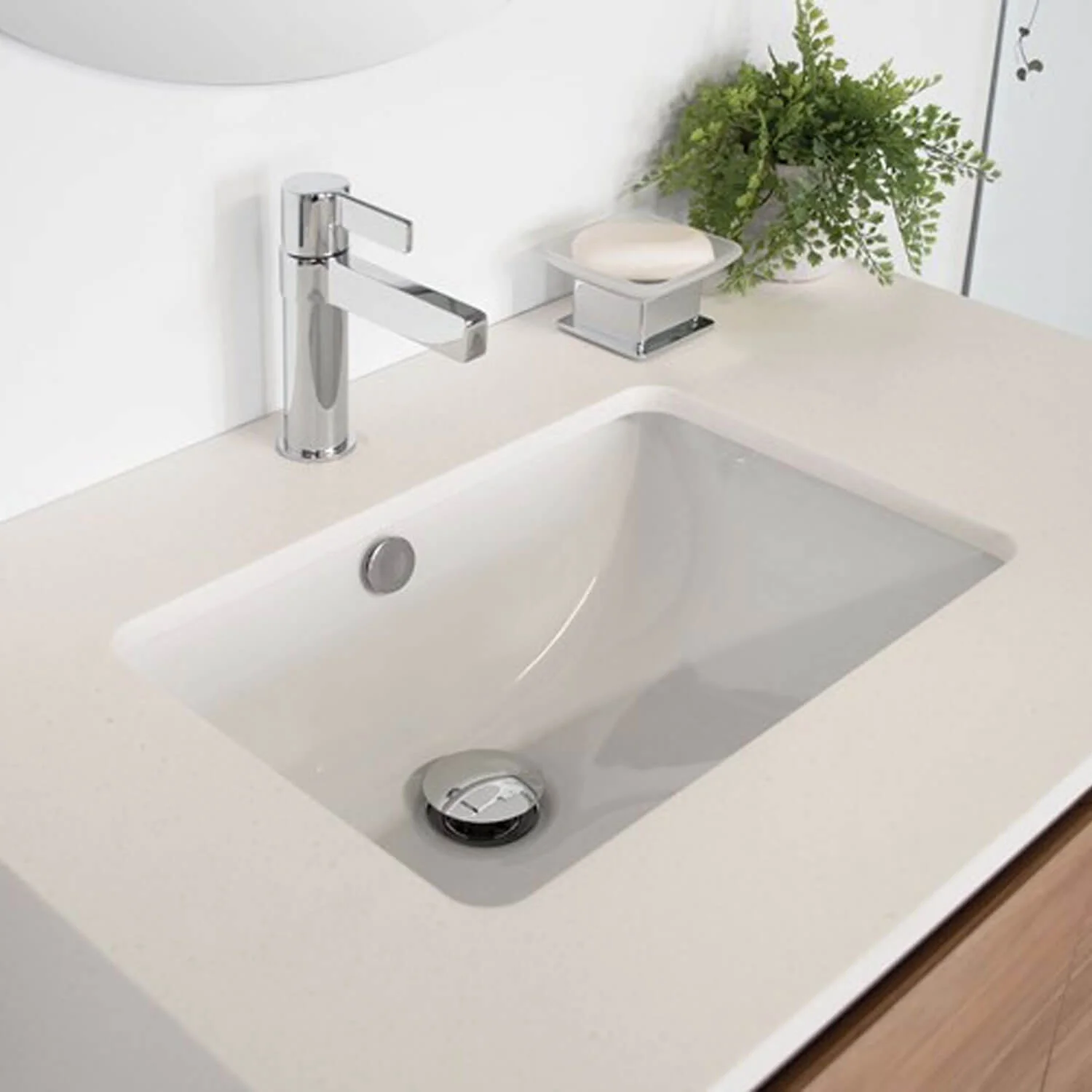 Dish Undermount Rectangular Ceramic Basin 465x350mm - Image 2