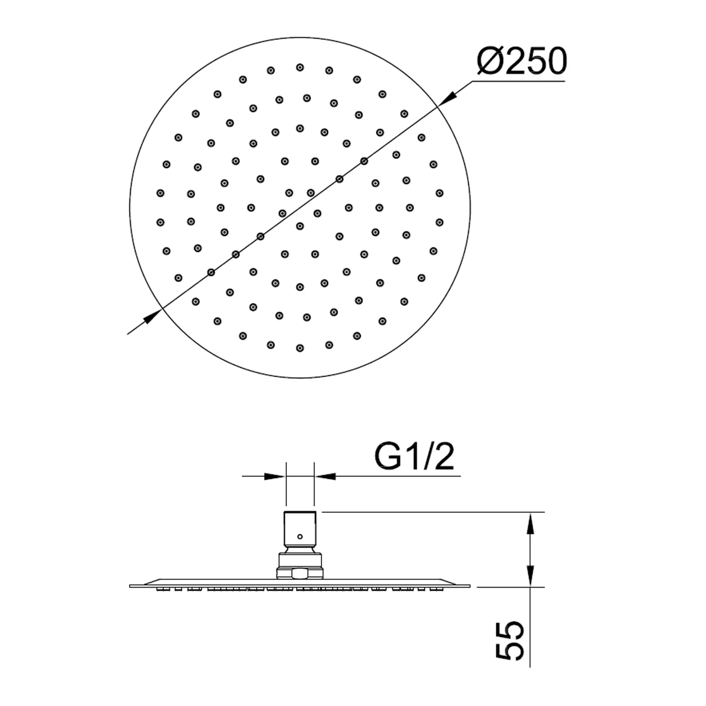 Eli Stainless Steel Thin Round Shower Head 250mm - Image 6