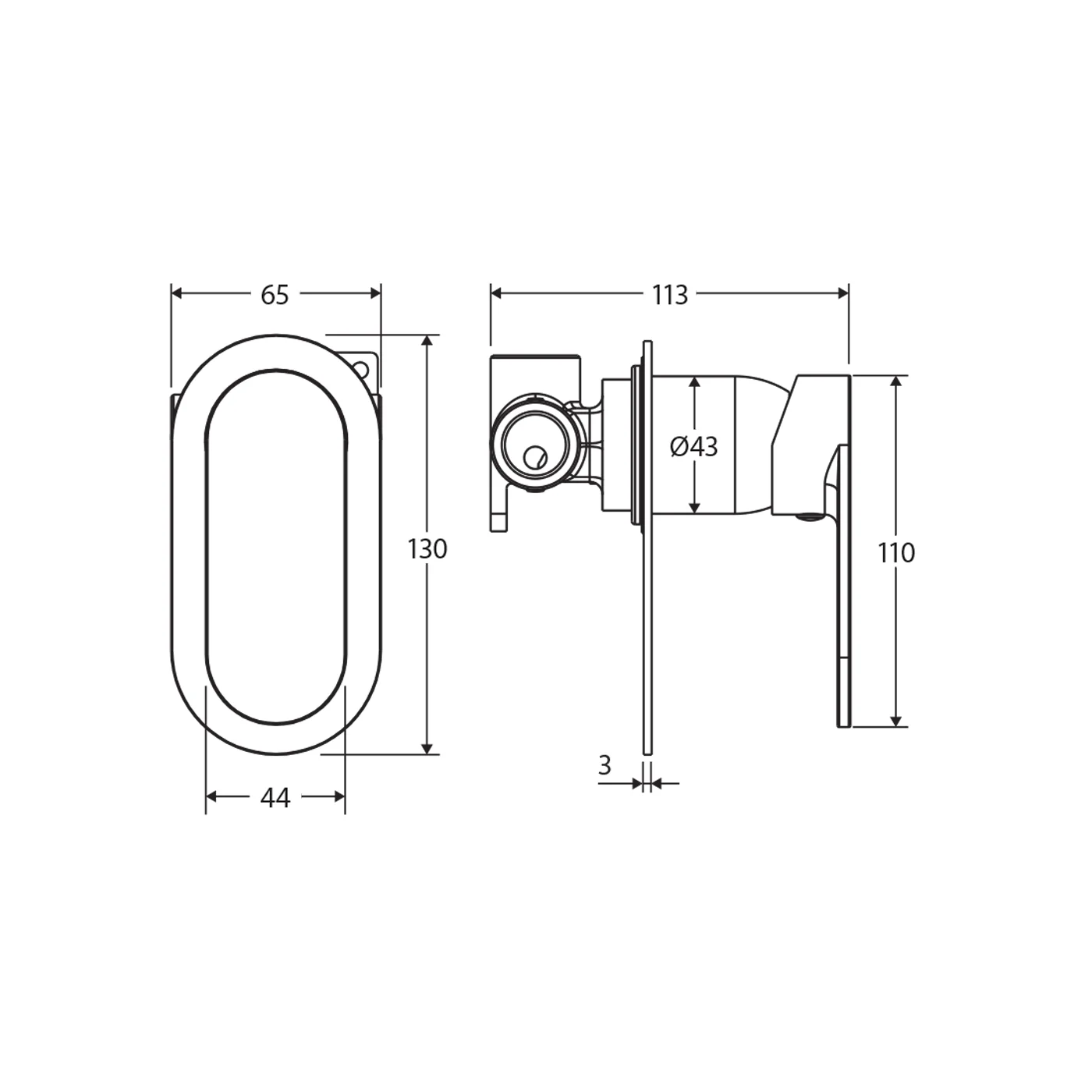 Empire Slim Long Plate Wall Mixer - Image 6