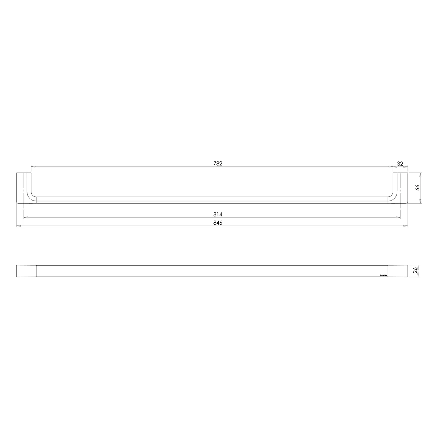 Gloss Single Towel Rail 600/800mm - Image 7