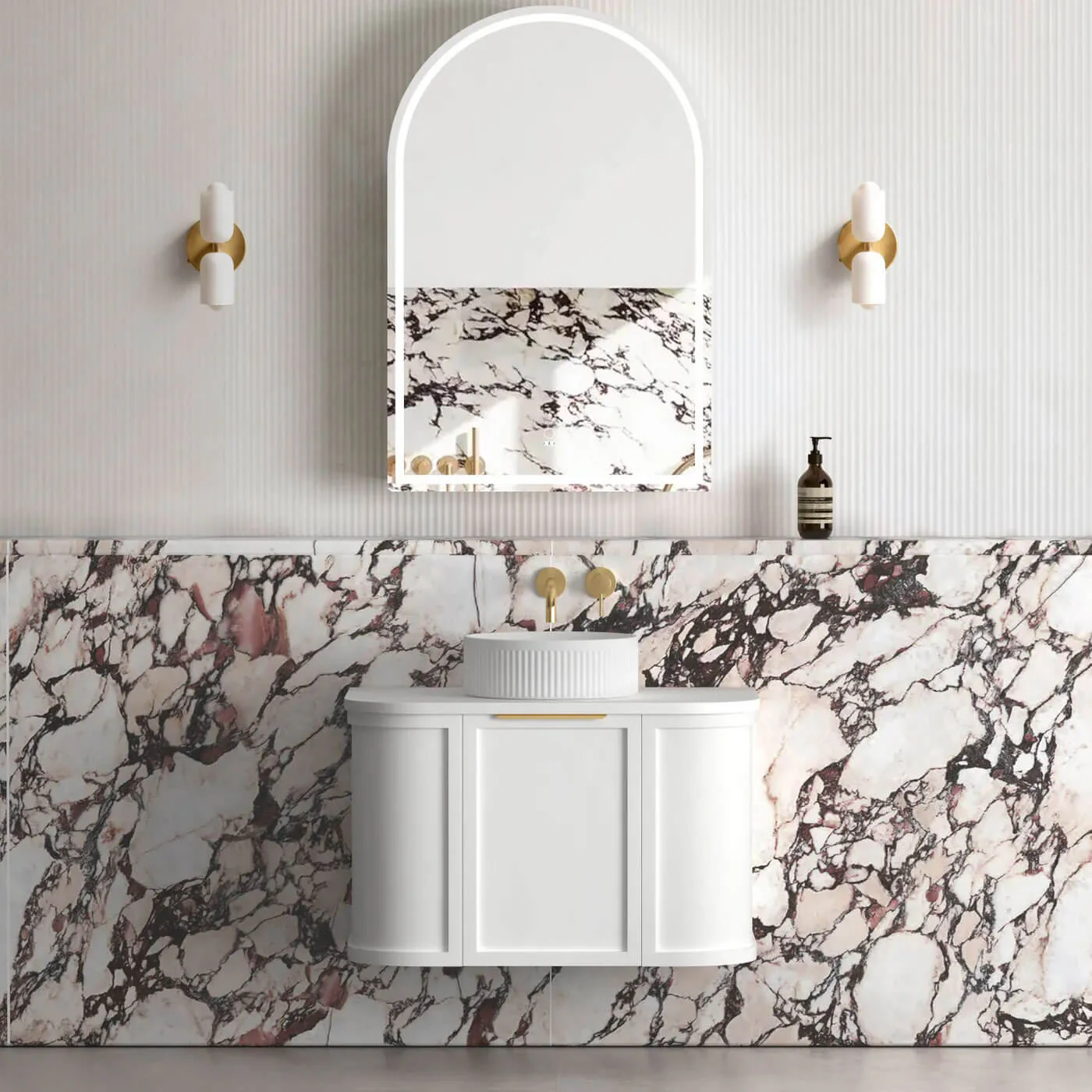 Hampshire White Curved Wall Hung Vanity - Image 4