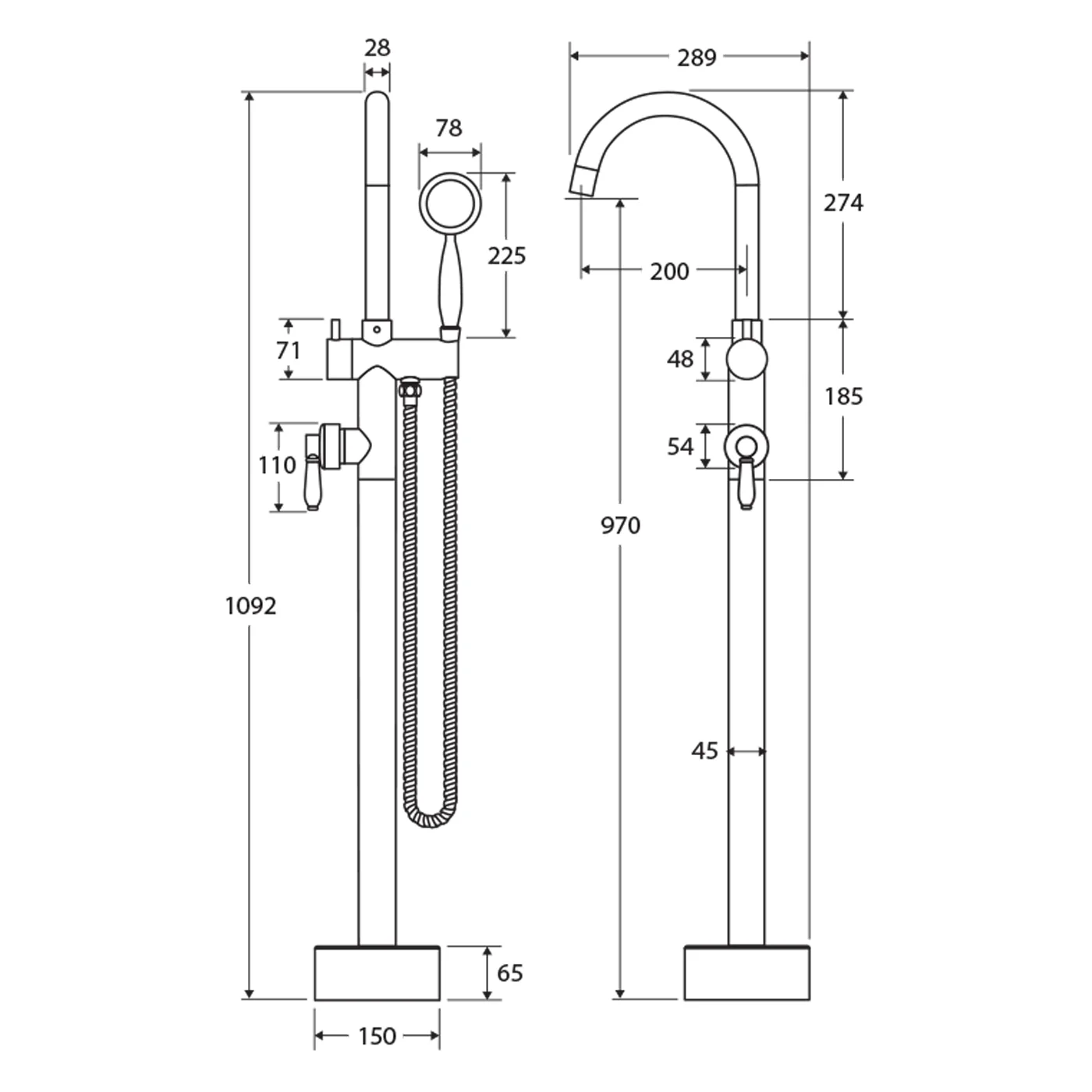 Eleanor Hamptons Vintage Floor Mounted Bath Mixer - Image 9