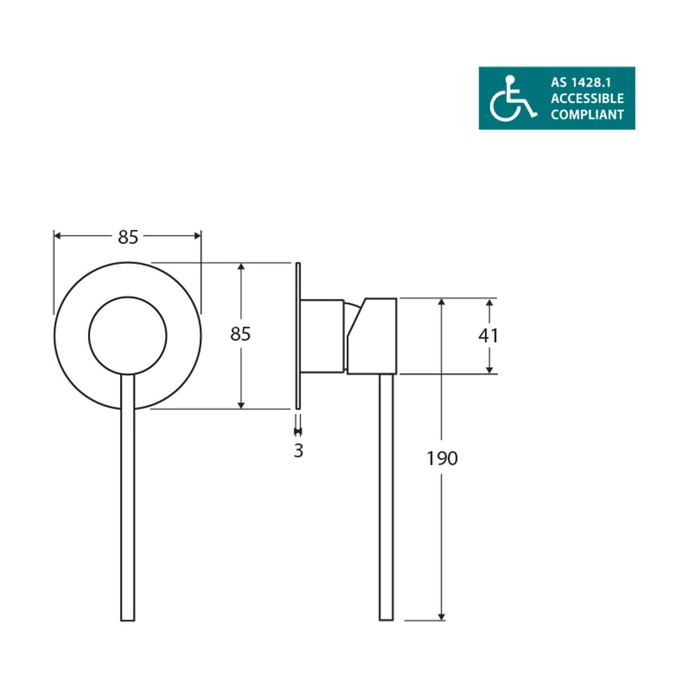 Isabella Disable Care DDA Shower Wall Mixer - Image 3