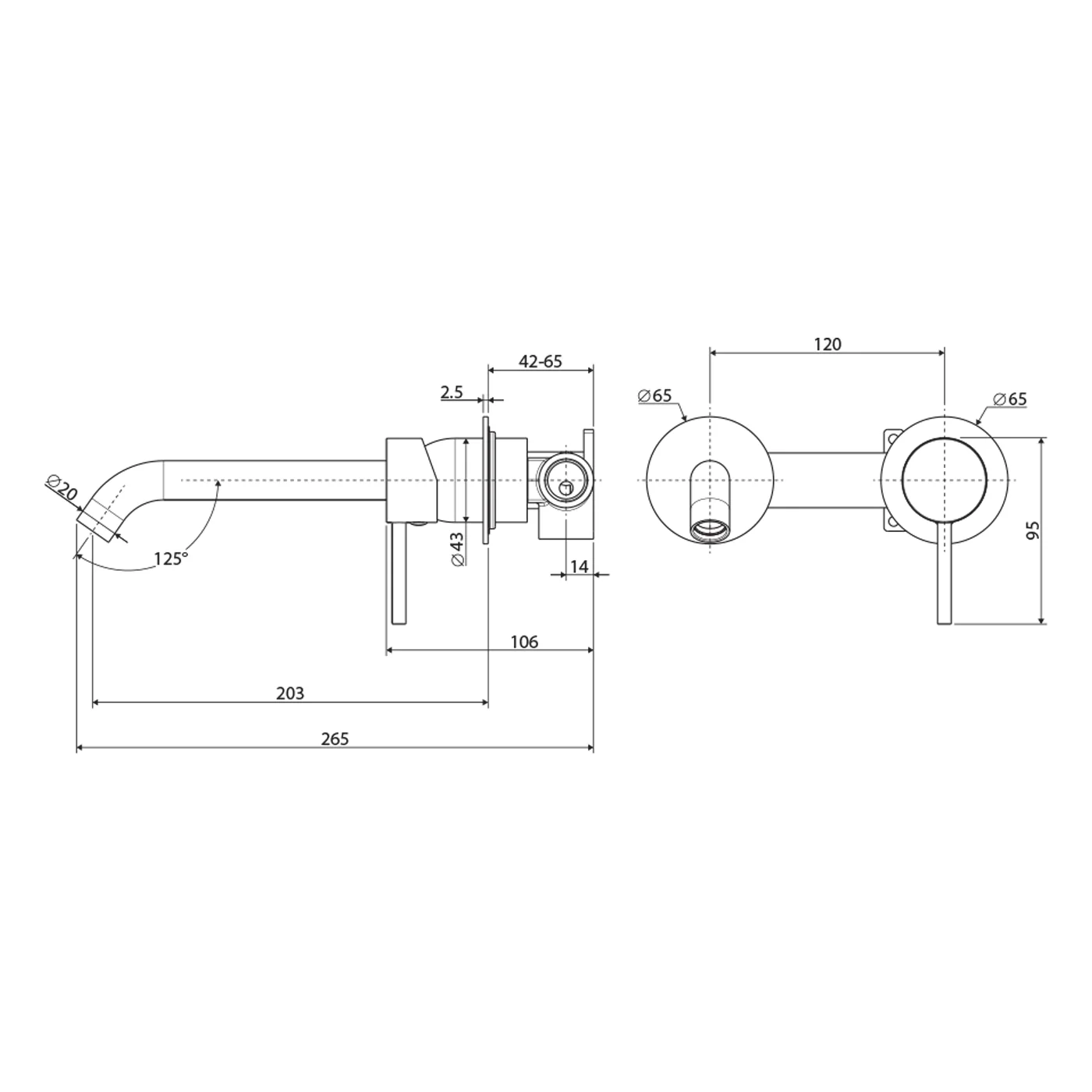 Kaya Wall Mixer Set with Spout - Image 8