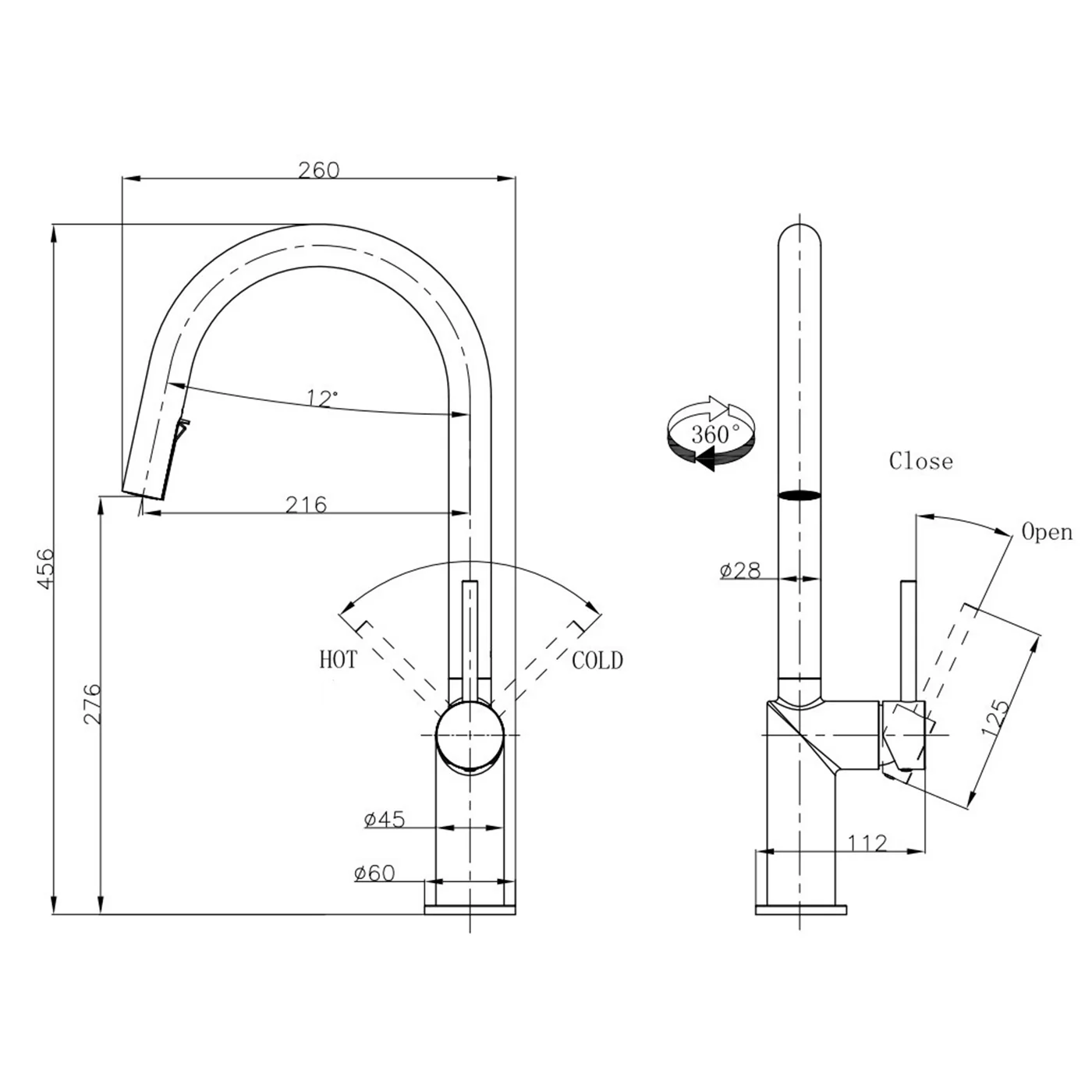 Kuchen Pull Out Sink Mixer with Veggie Spray - Image 7