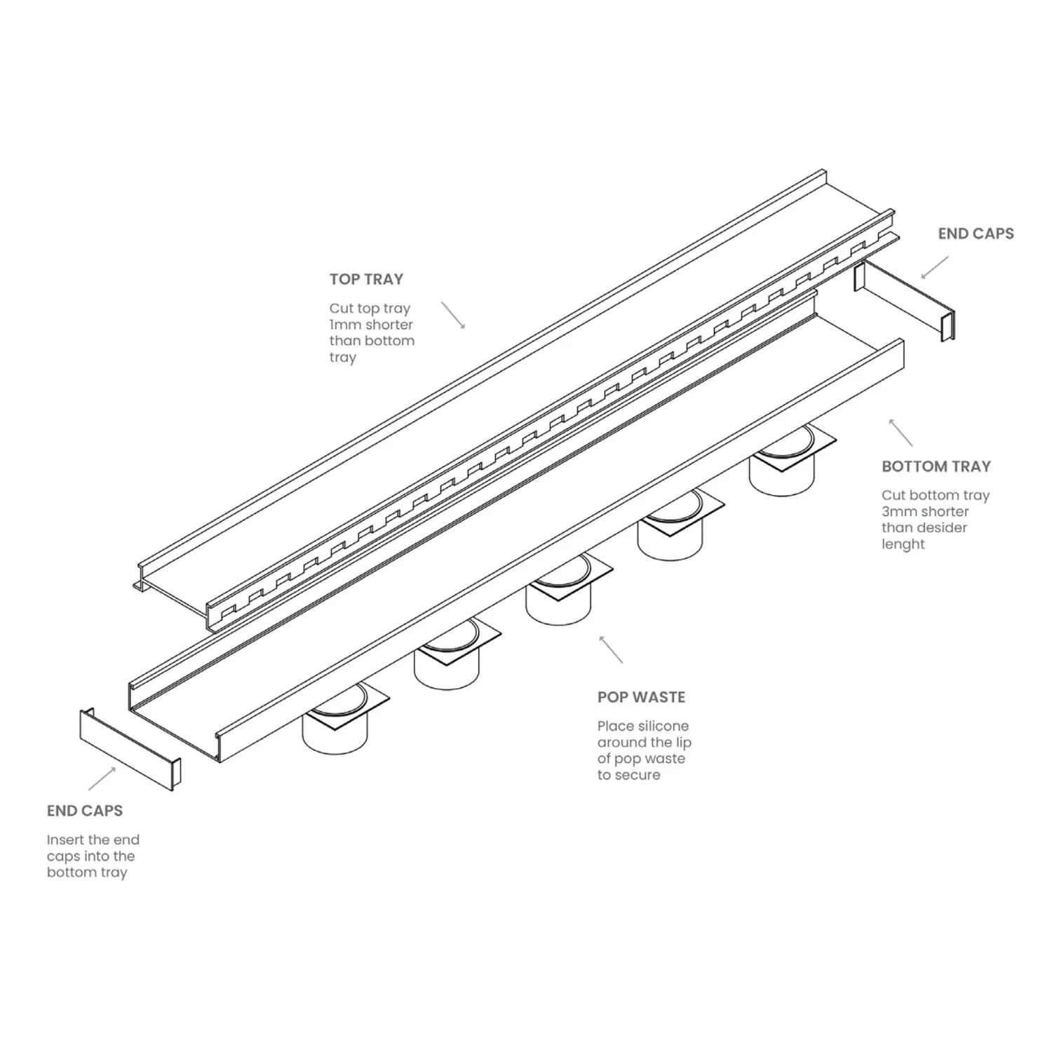 Lauxes Tile Insert Standard Shower Grate 26x100mm - Image 5