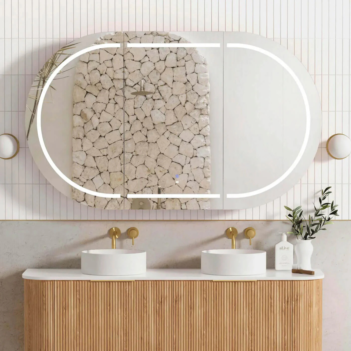 Bondi LED Curved Mirror Shaving Cabinet - Image 3