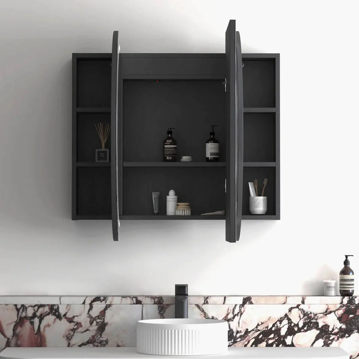 Bondi LED Curved Mirror Shaving Cabinet - Image 4