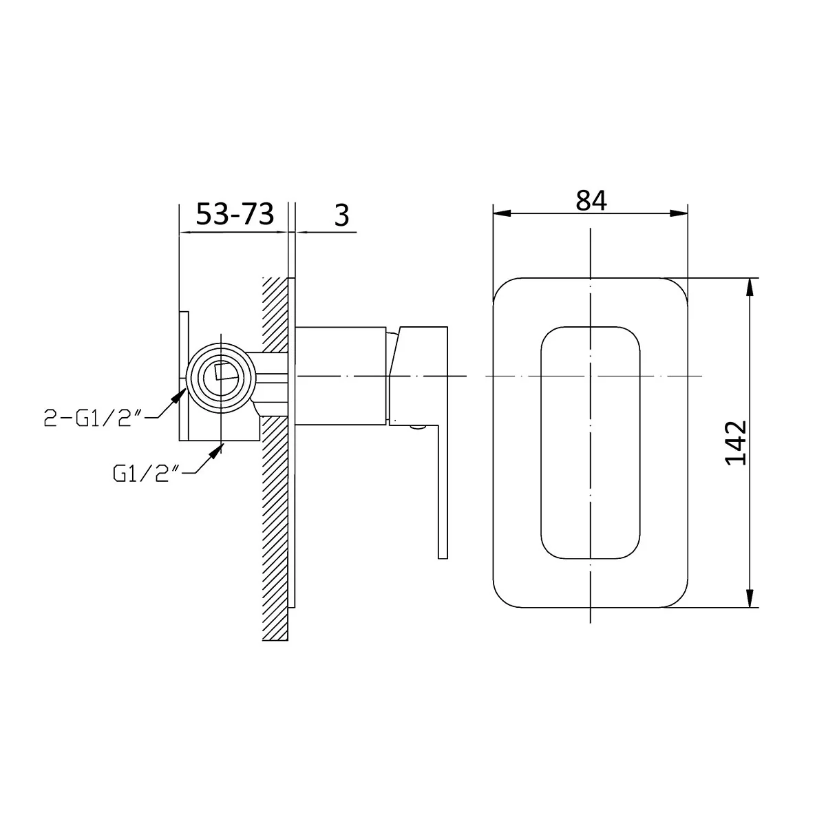 Levi Smooth Edge Shower Wall Mixer - Image 4