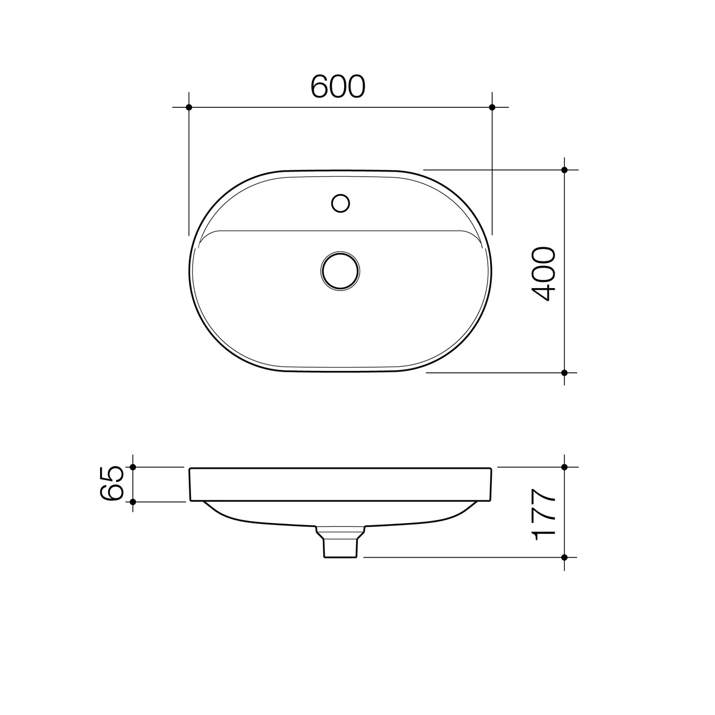 Liano II Oval Tap Hole Inset Basin 600x400mm - Image 8