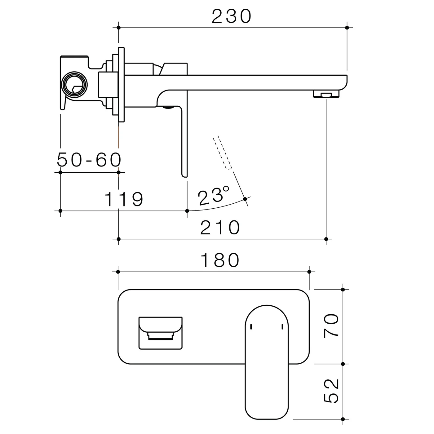 Luna Square Wall Mixer Spout Set - Image 5