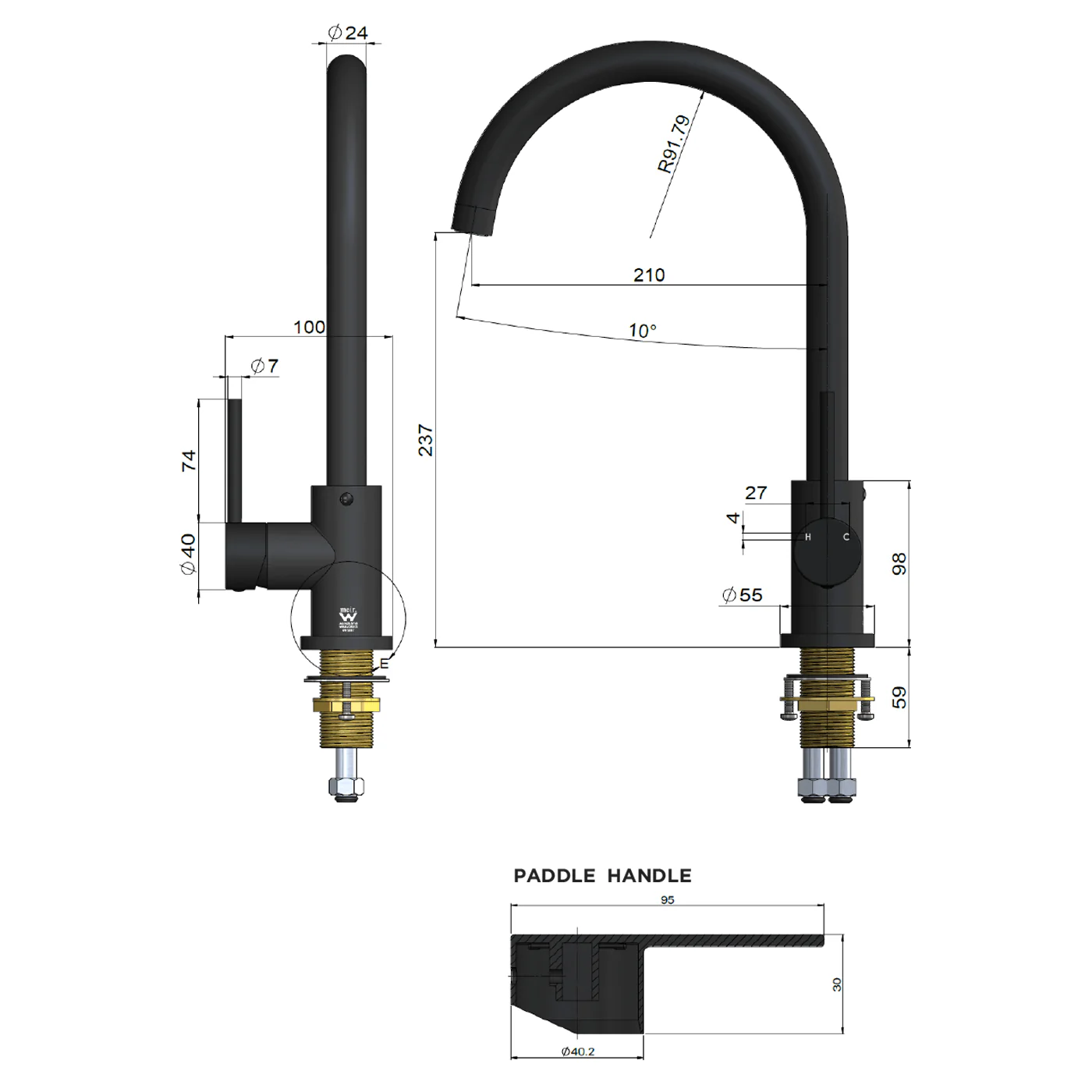 Meir Paddle Handle Gooseneck Sink Mixer - Image 8