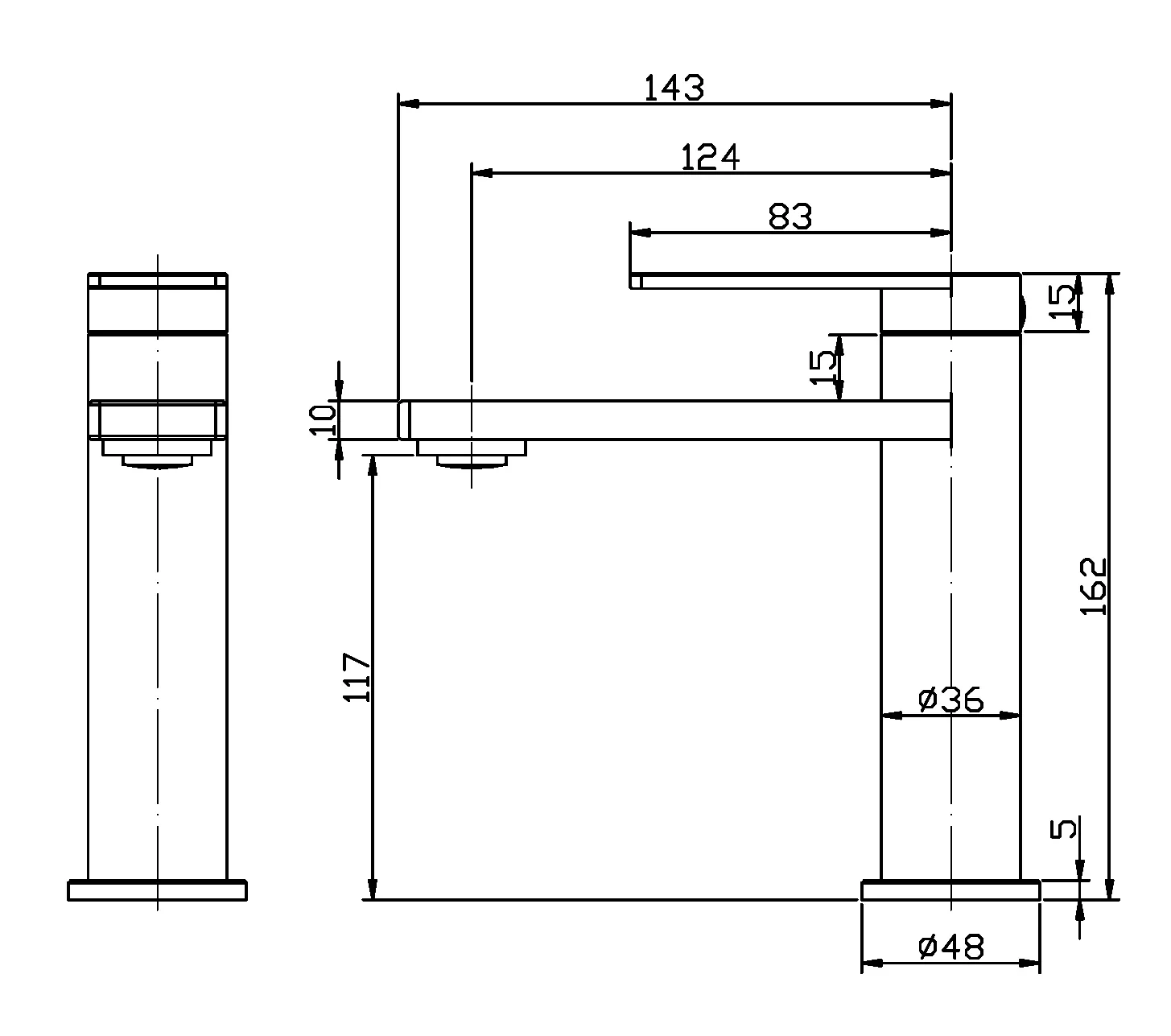 Milan Flat Edge Short Basin Mixer - Image 6