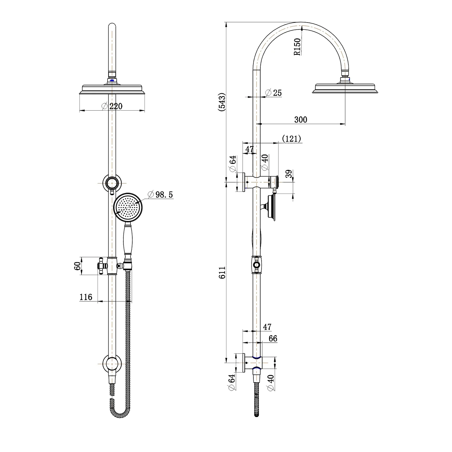 Montpellier Twin Shower Rail Set - Image 5