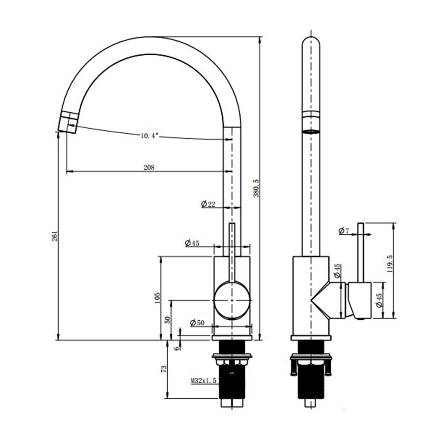 Morgan Gooseneck Kitchen Laundry Sink Mixer - Image 7