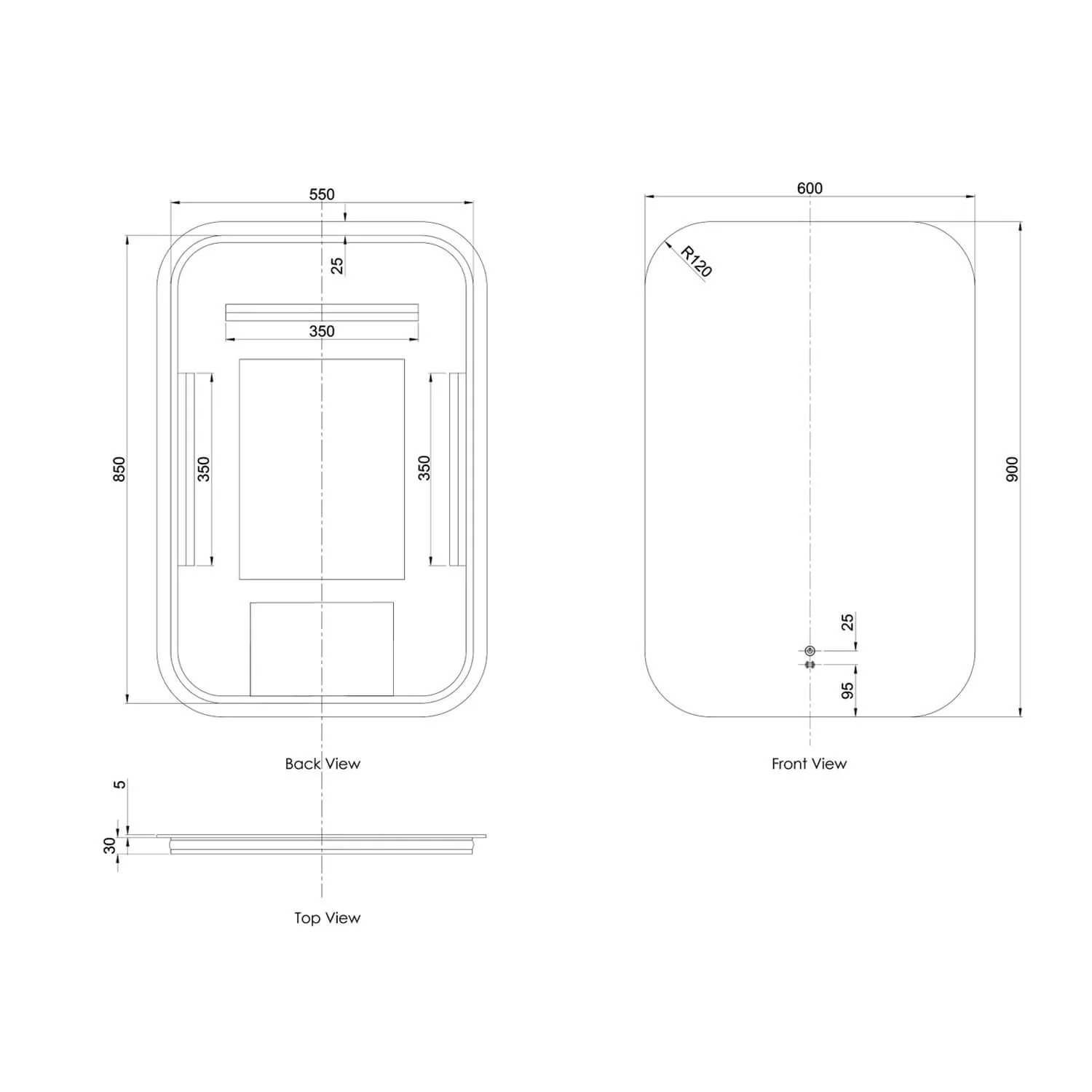 Newport LED Rectangular Bathroom Mirror - Image 3