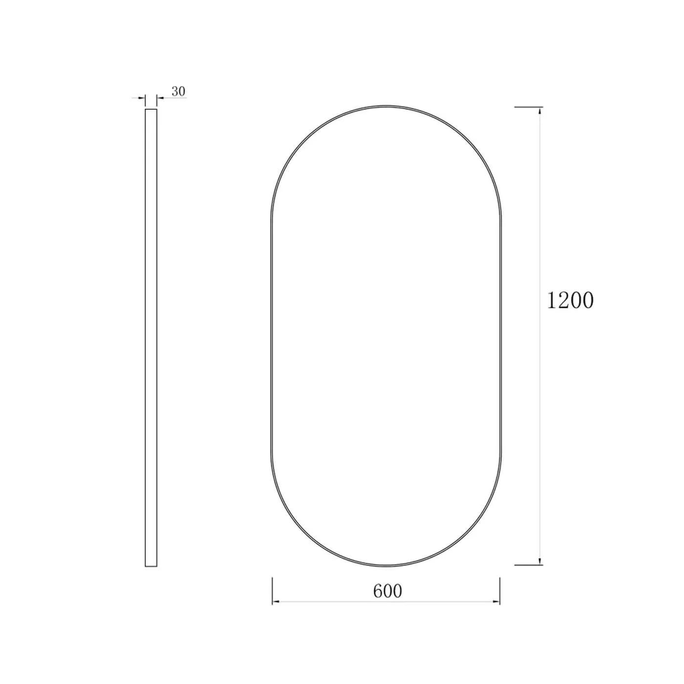 Noosa Oval Metal Frame Pill Mirror 1200x600mm - Image 4
