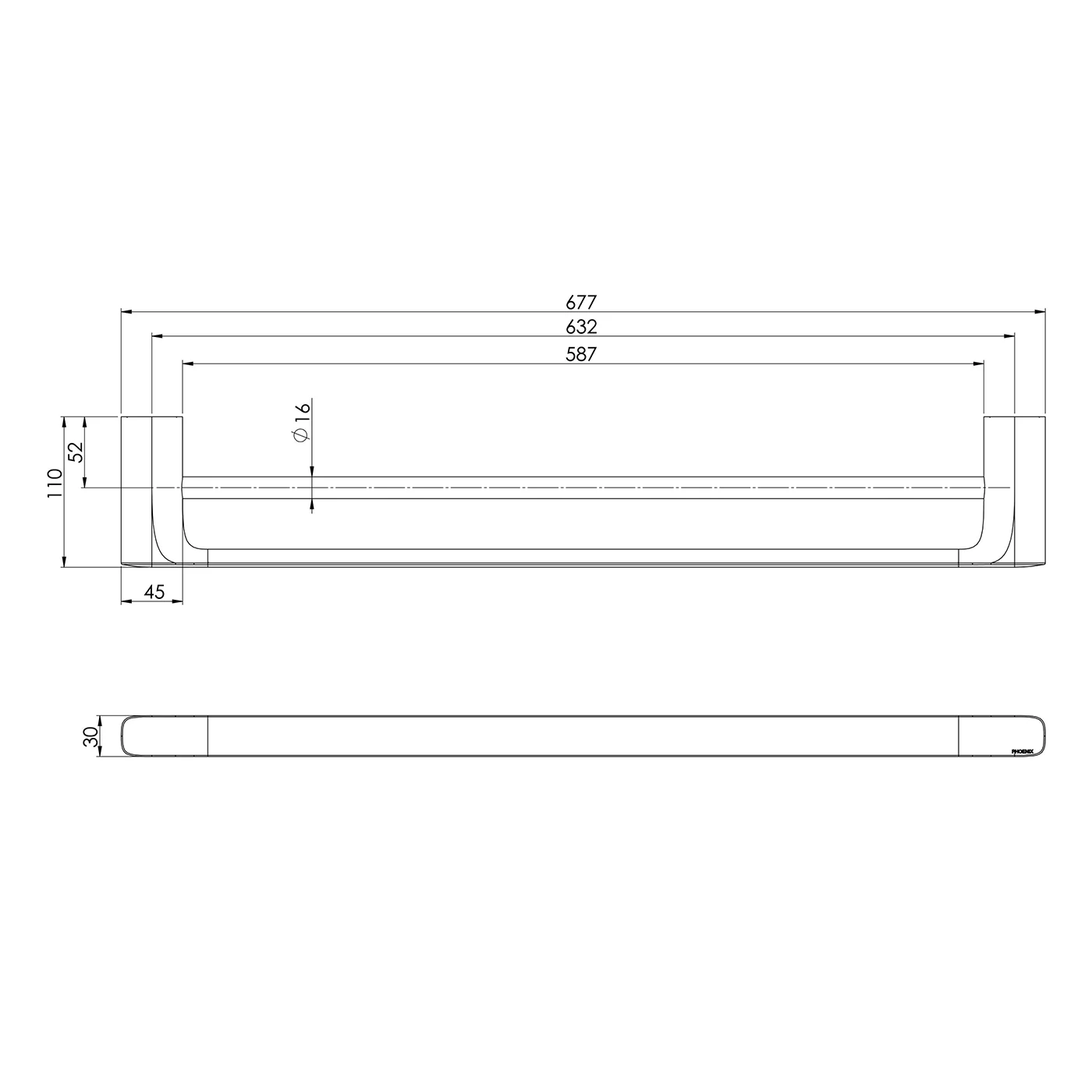 Nuage Double Towel Rail 600-800mm - Image 6