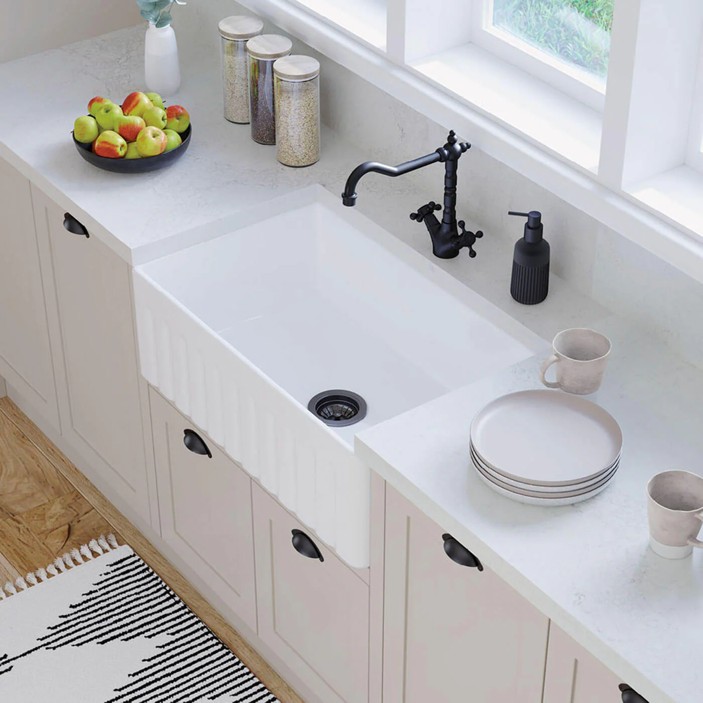 Olivia Mid Single Butler Farmhouse Sink 765x455x255mm - Image 3