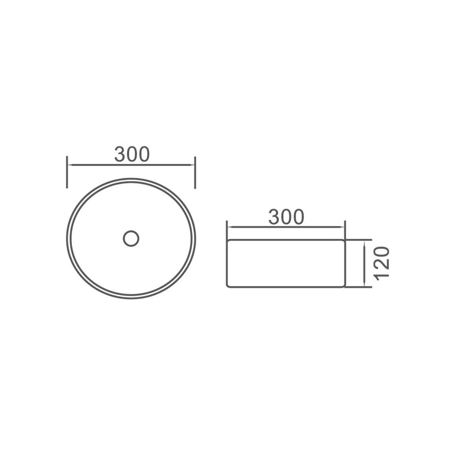 Oslo Mini Circle Above Counter Ceramic Basin 300mm - Image 3