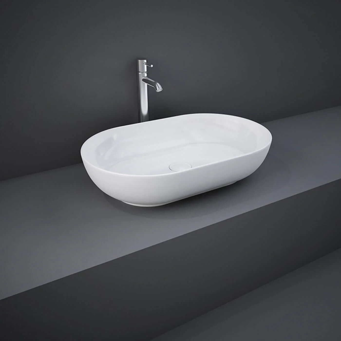 RAK Oval Above Counter Ceramic Basin 550x350mm - Image 2