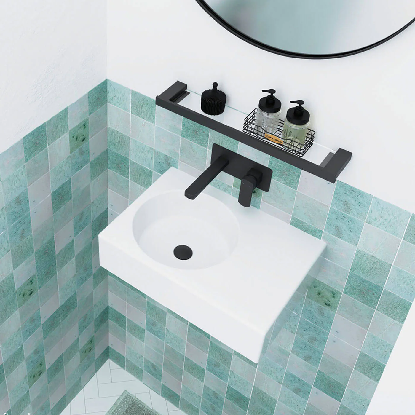 Reba Skew Wall Hung Ceramic Basin 600mm - Image 5