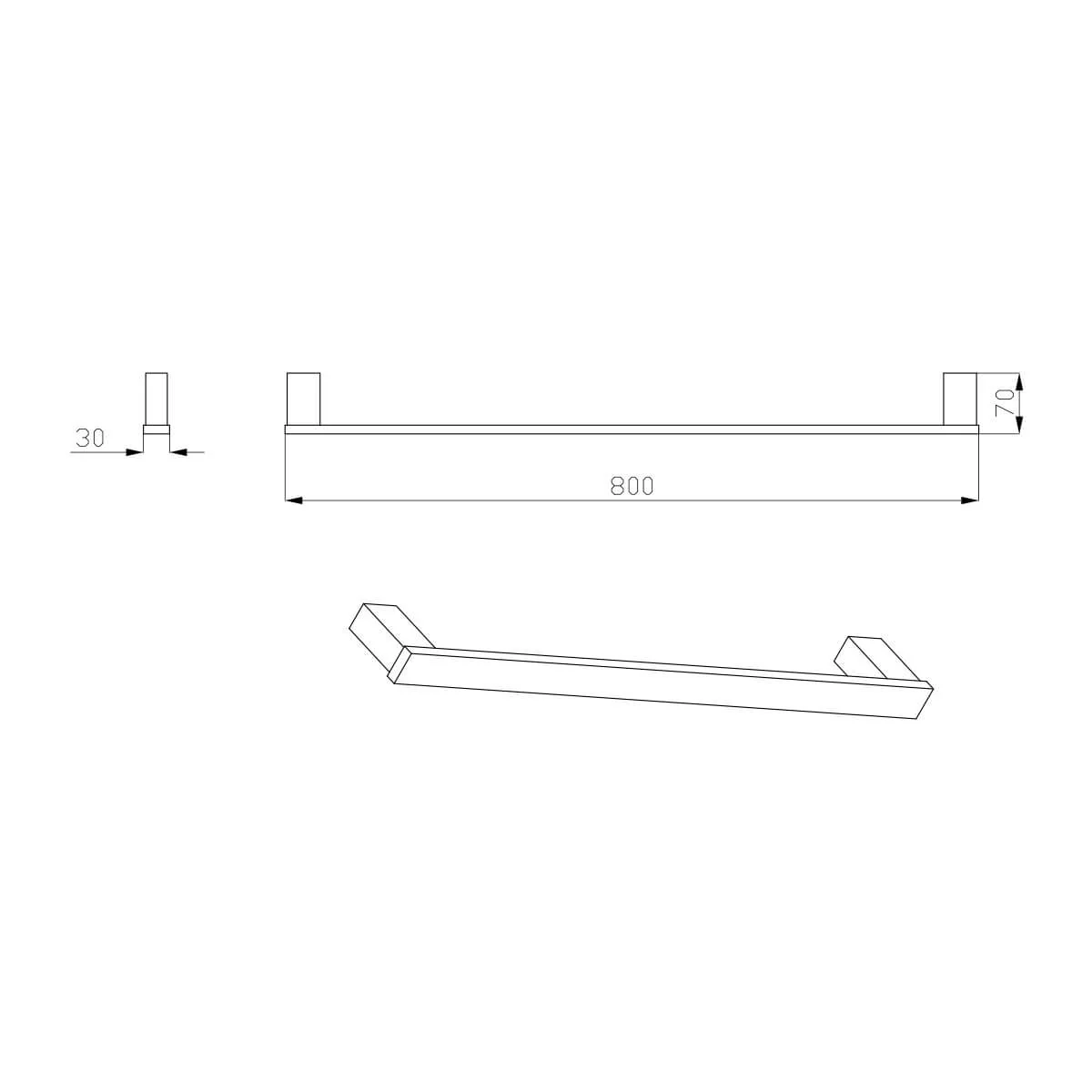 Reva Single Towel Rail 600mm/750mm - Image 3