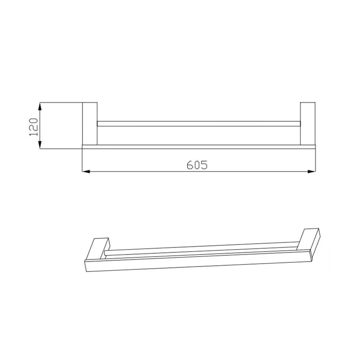 Reva Double Towel Rail 610mm/750mm - Image 3
