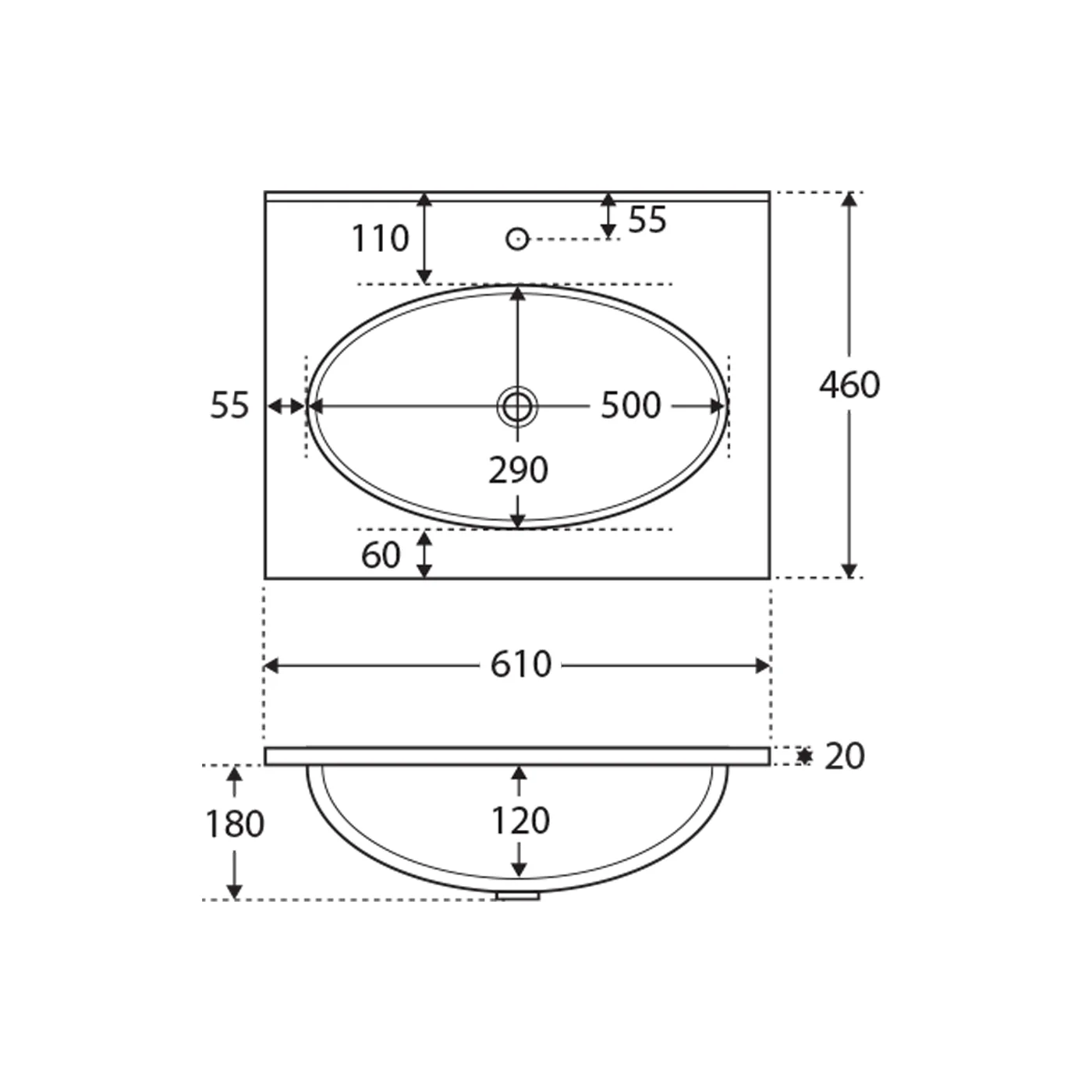Rotondo Oval Ceramic Benchtop with Taphole - Image 5