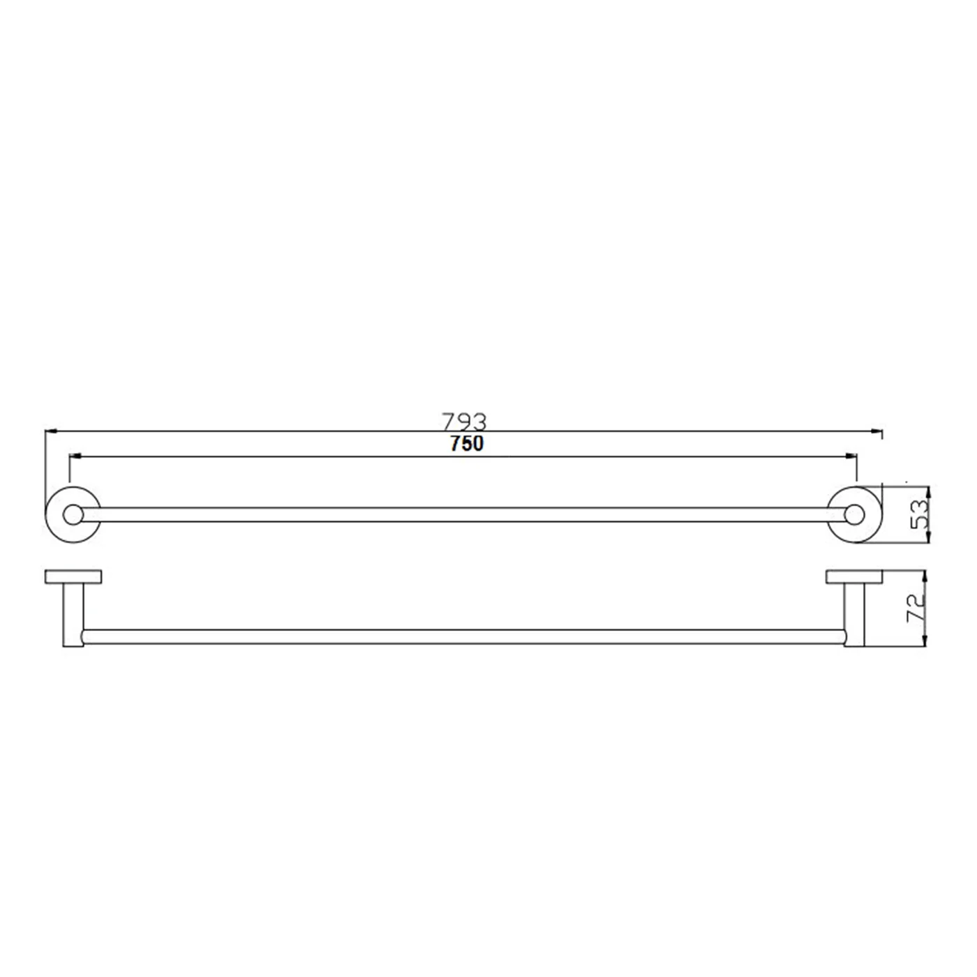 Rund Single Towel Rail 600mm/750mm - Image 7