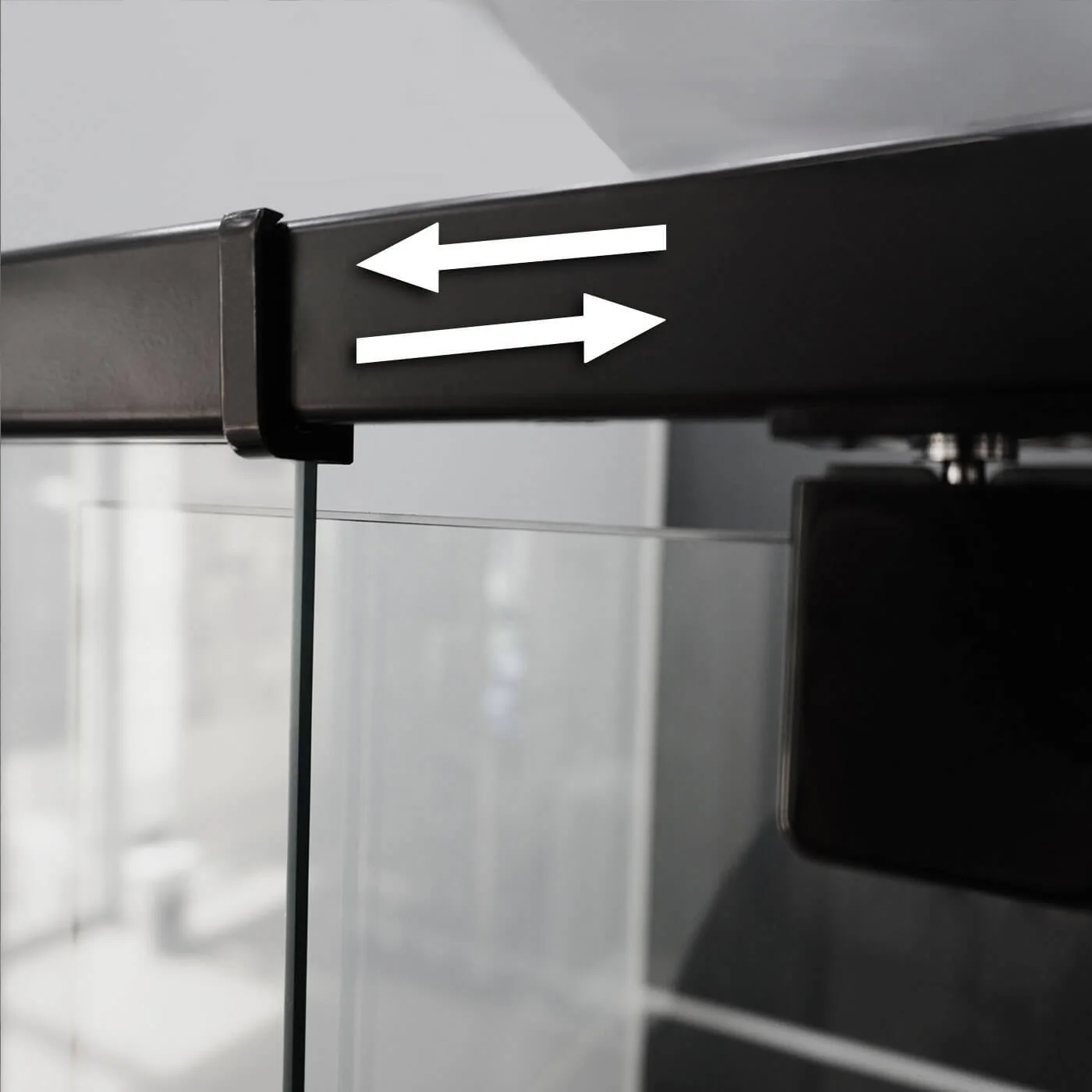 Semi-Frameless 6mm Adjustable 2-Side Shower Screen 1950mm High Black - Image 3