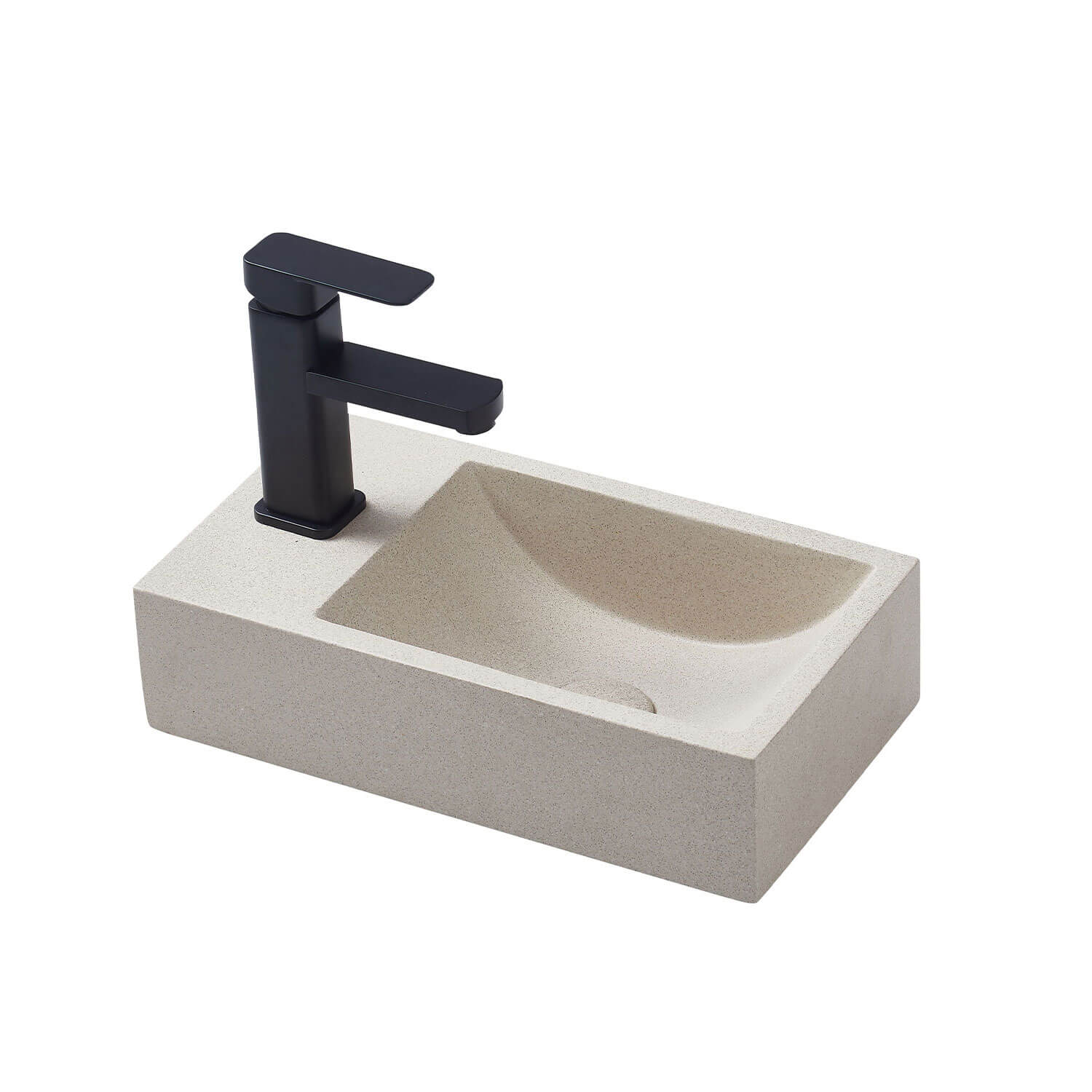 Spoleto Concrete Basin with Taphole 400x220mm - Image 3