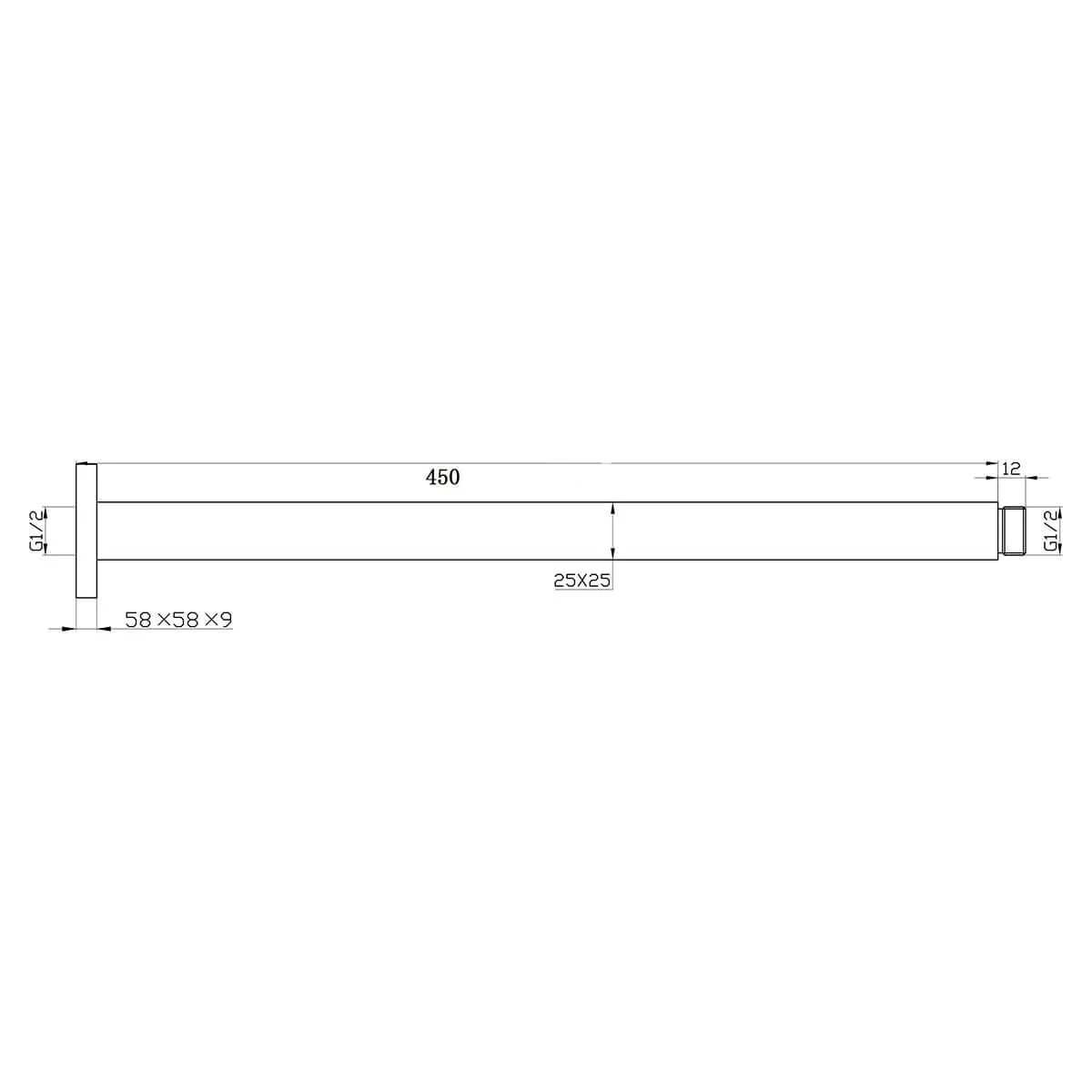 Iris Square Vertical Ceiling Shower Arm 300/450mm - Image 6