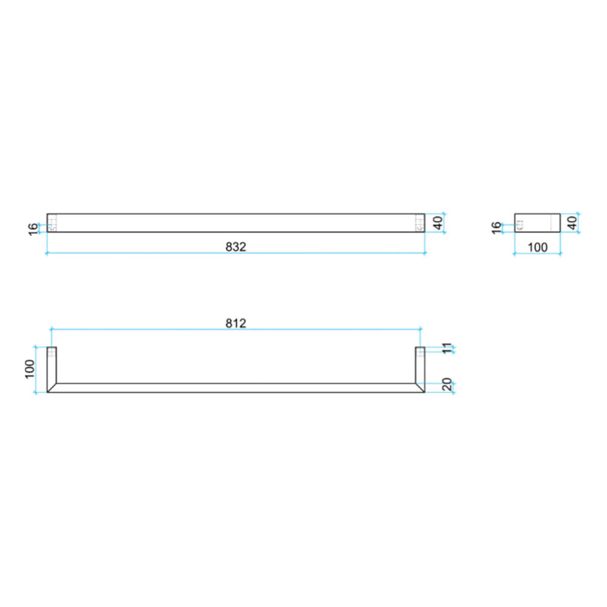 Thermorail Single 12V Square Heated Towel Rail 600/800mm - Image 5