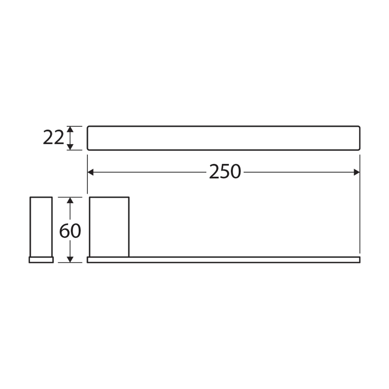 Tono Slim Rectangular Hand Towel Rail - Image 6