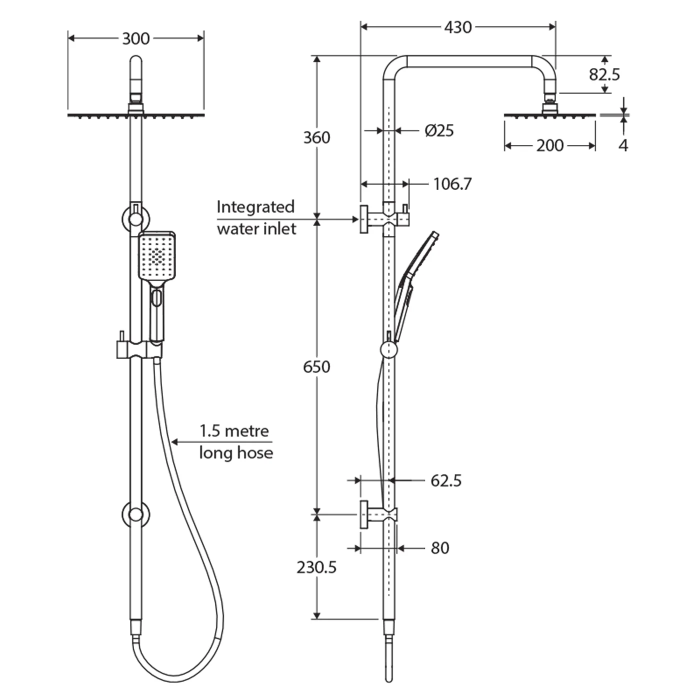 Tono Square Twin Shower Rail - Image 6