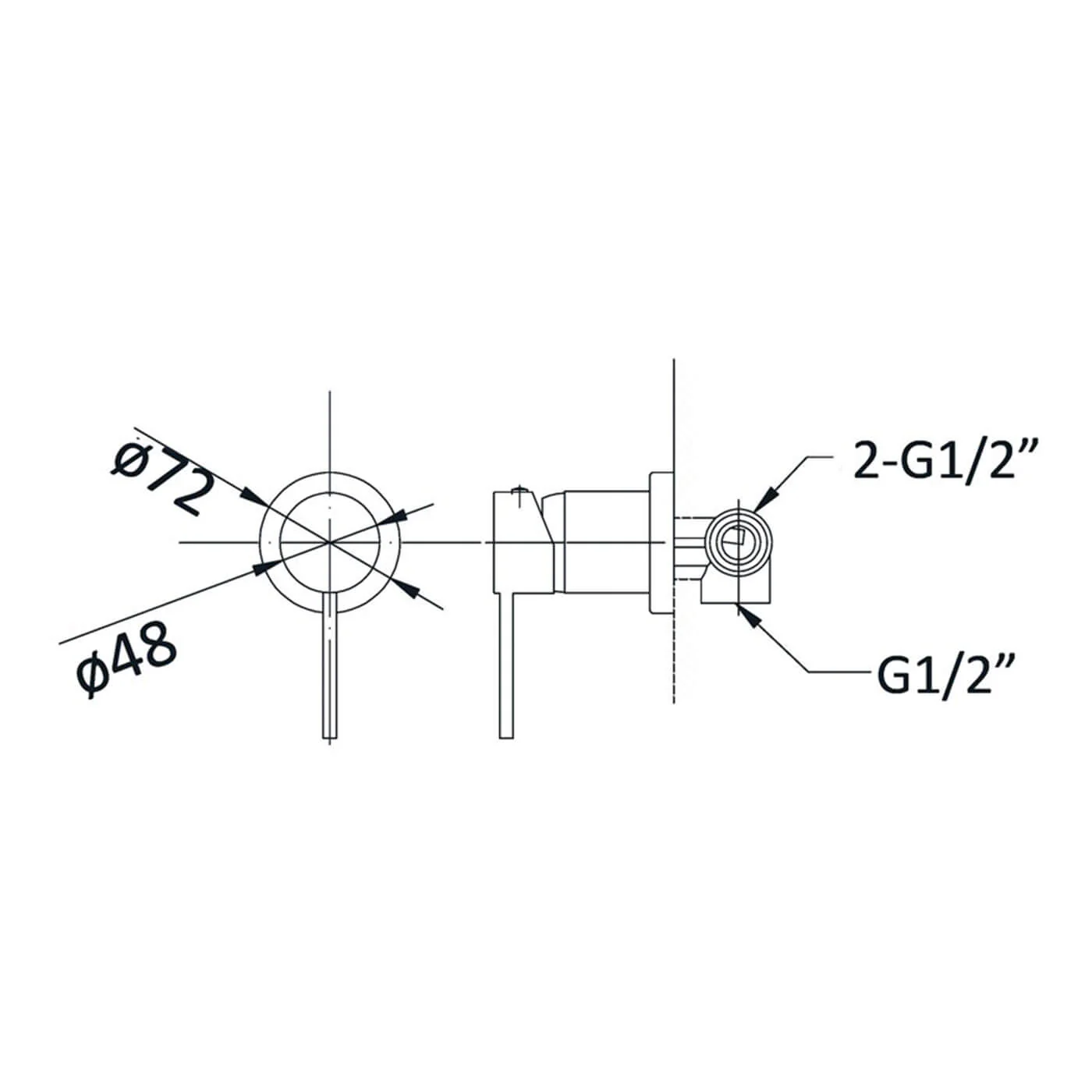 Trade Pin Handle Shower Wall Mixer - Image 3