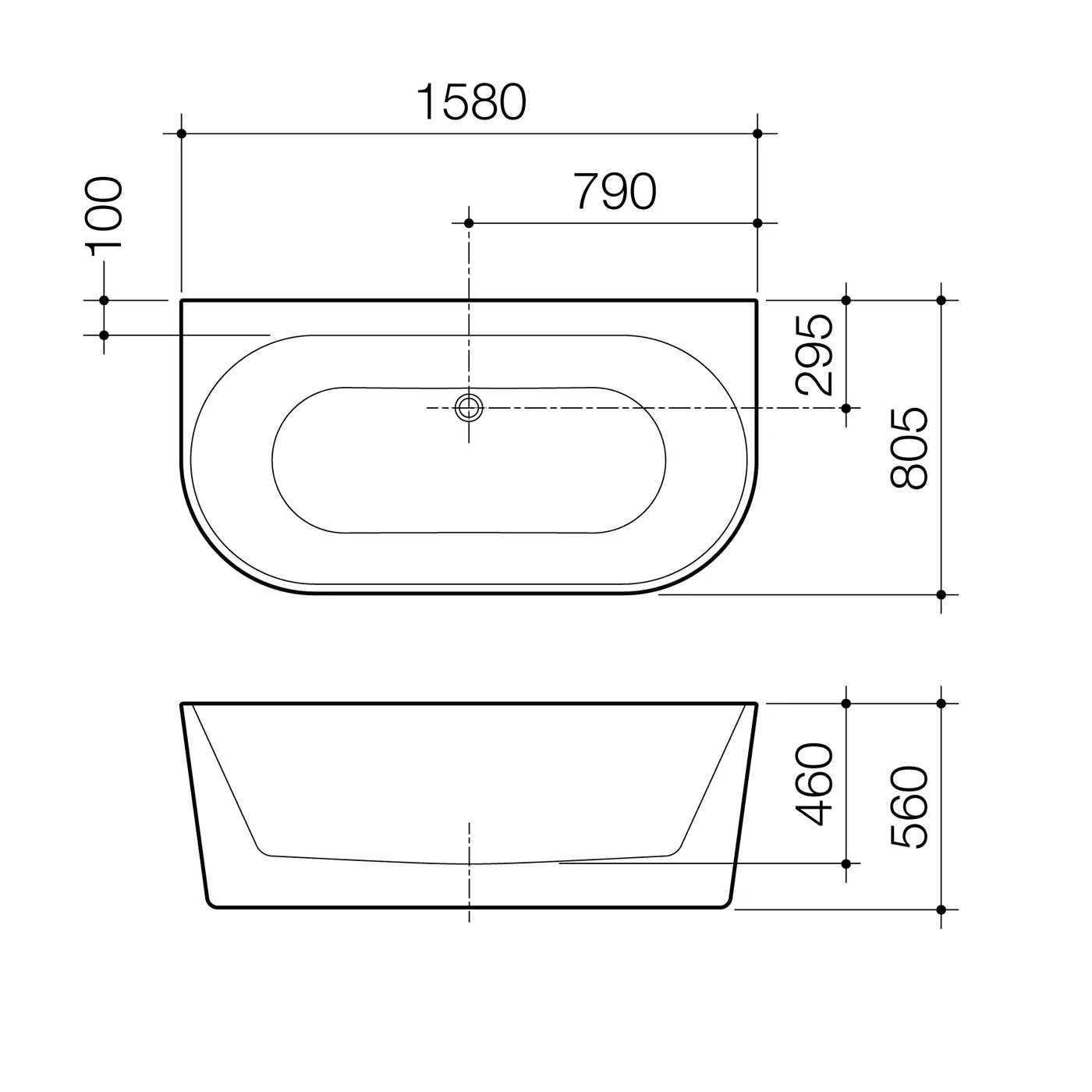 Urbane II Back to Wall Acrylic Bathtub - Image 4
